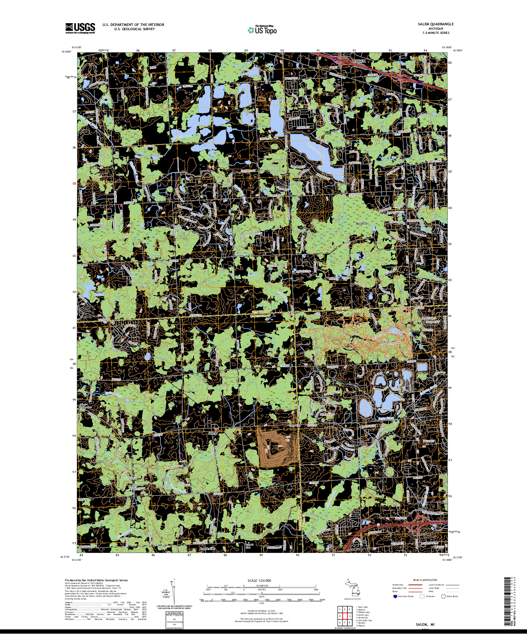 US TOPO 7.5-MINUTE MAP FOR SALEM, MI