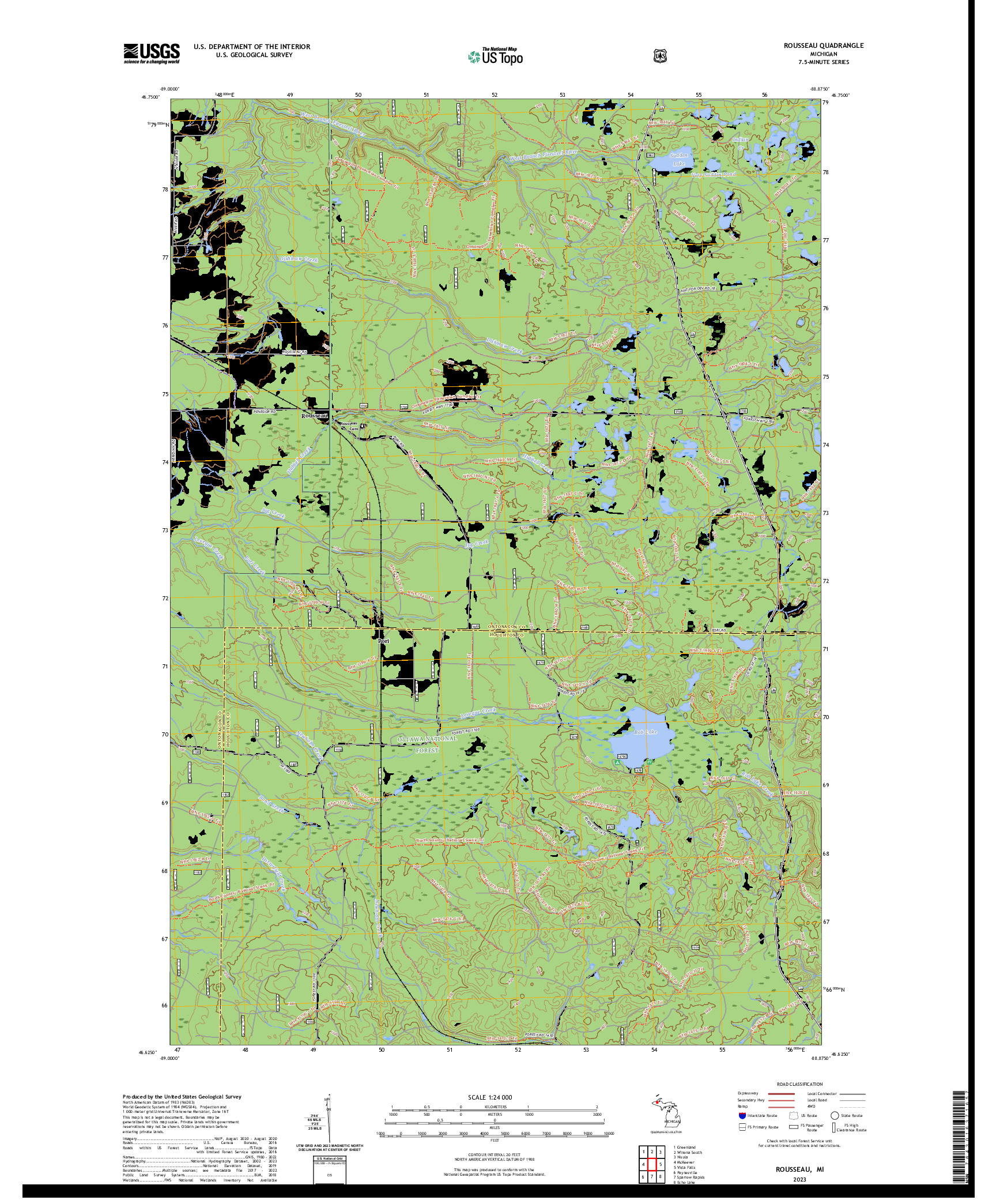 US TOPO 7.5-MINUTE MAP FOR ROUSSEAU, MI