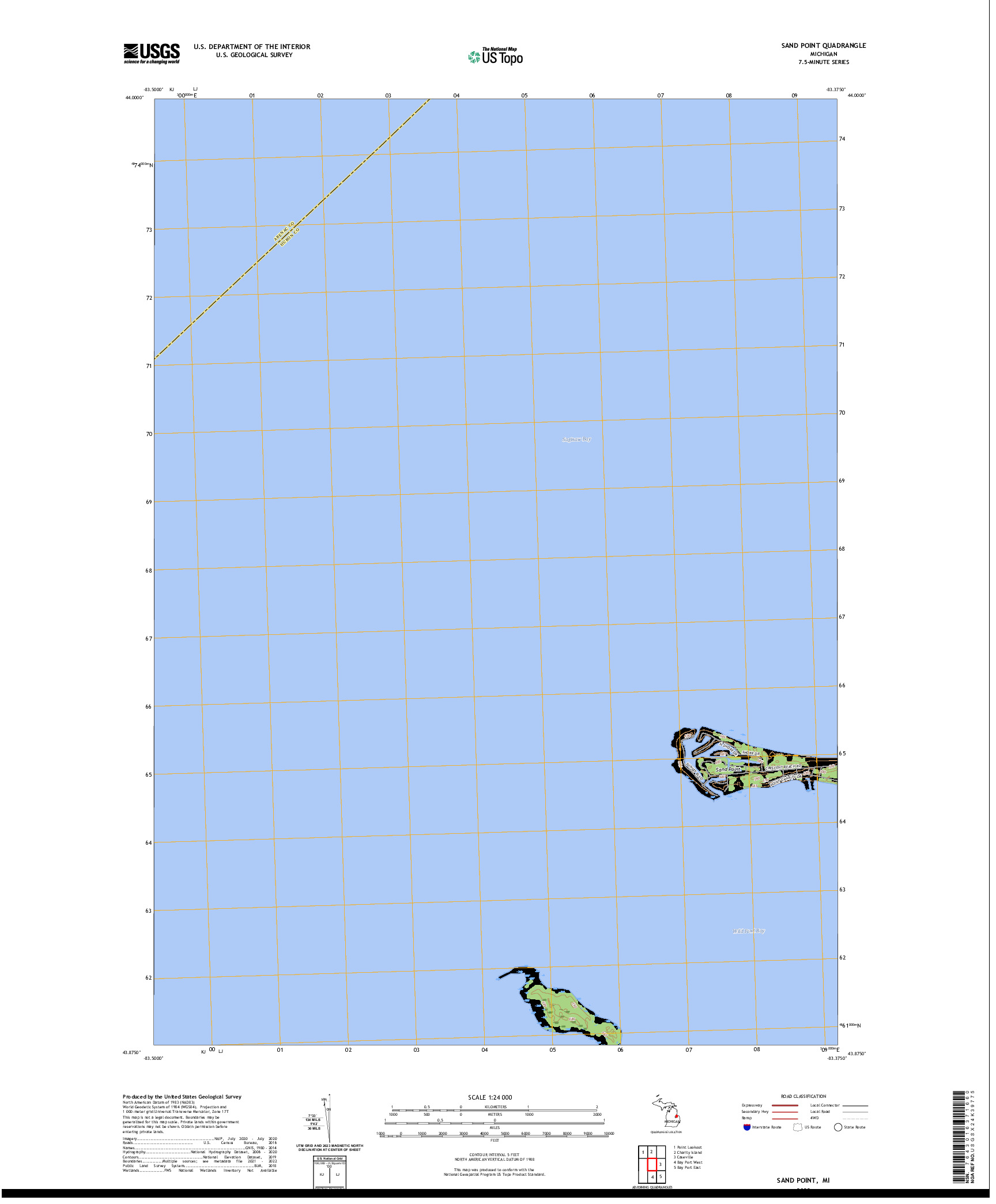 US TOPO 7.5-MINUTE MAP FOR SAND POINT, MI