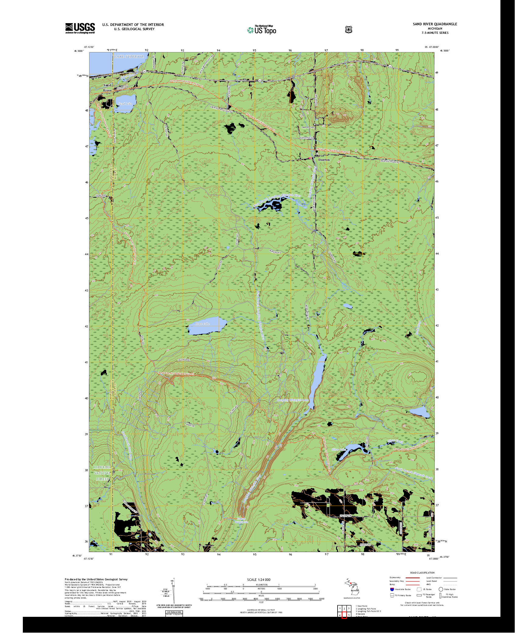 US TOPO 7.5-MINUTE MAP FOR SAND RIVER, MI