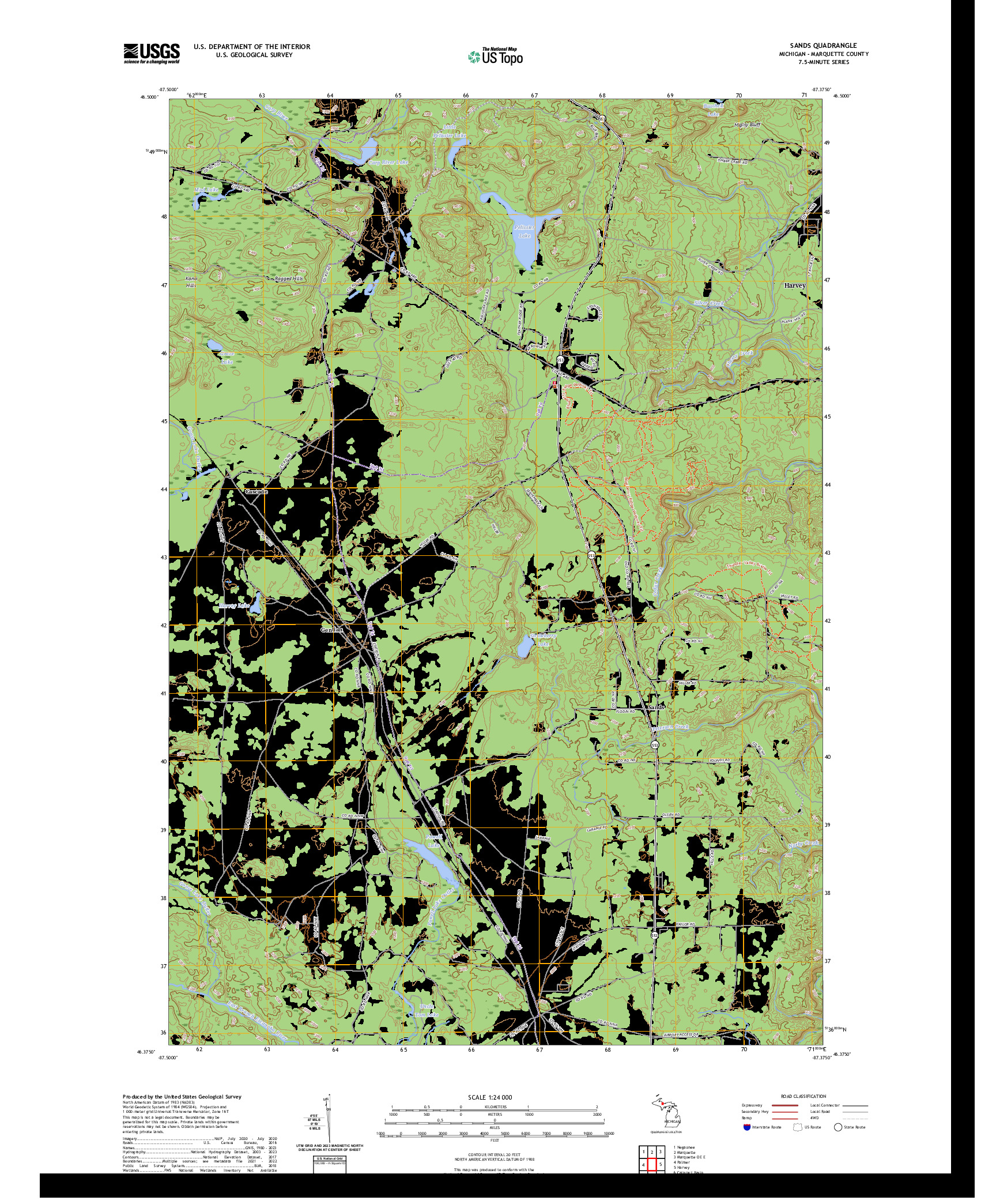 US TOPO 7.5-MINUTE MAP FOR SANDS, MI