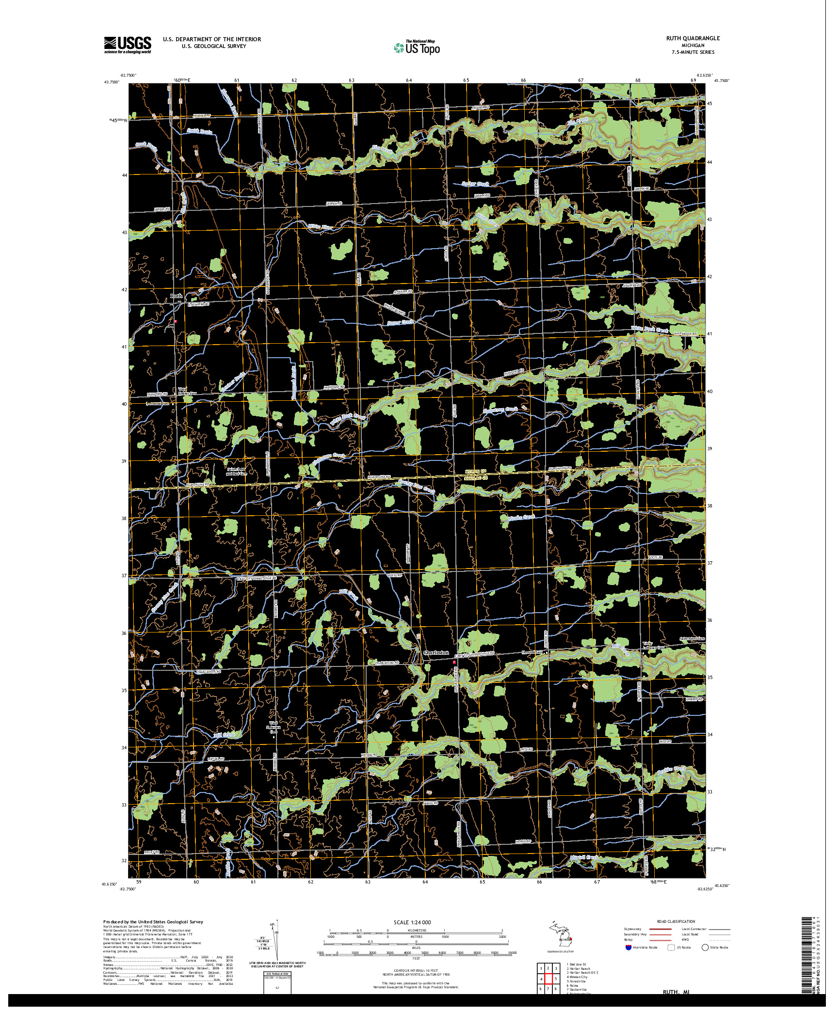 US TOPO 7.5-MINUTE MAP FOR RUTH, MI