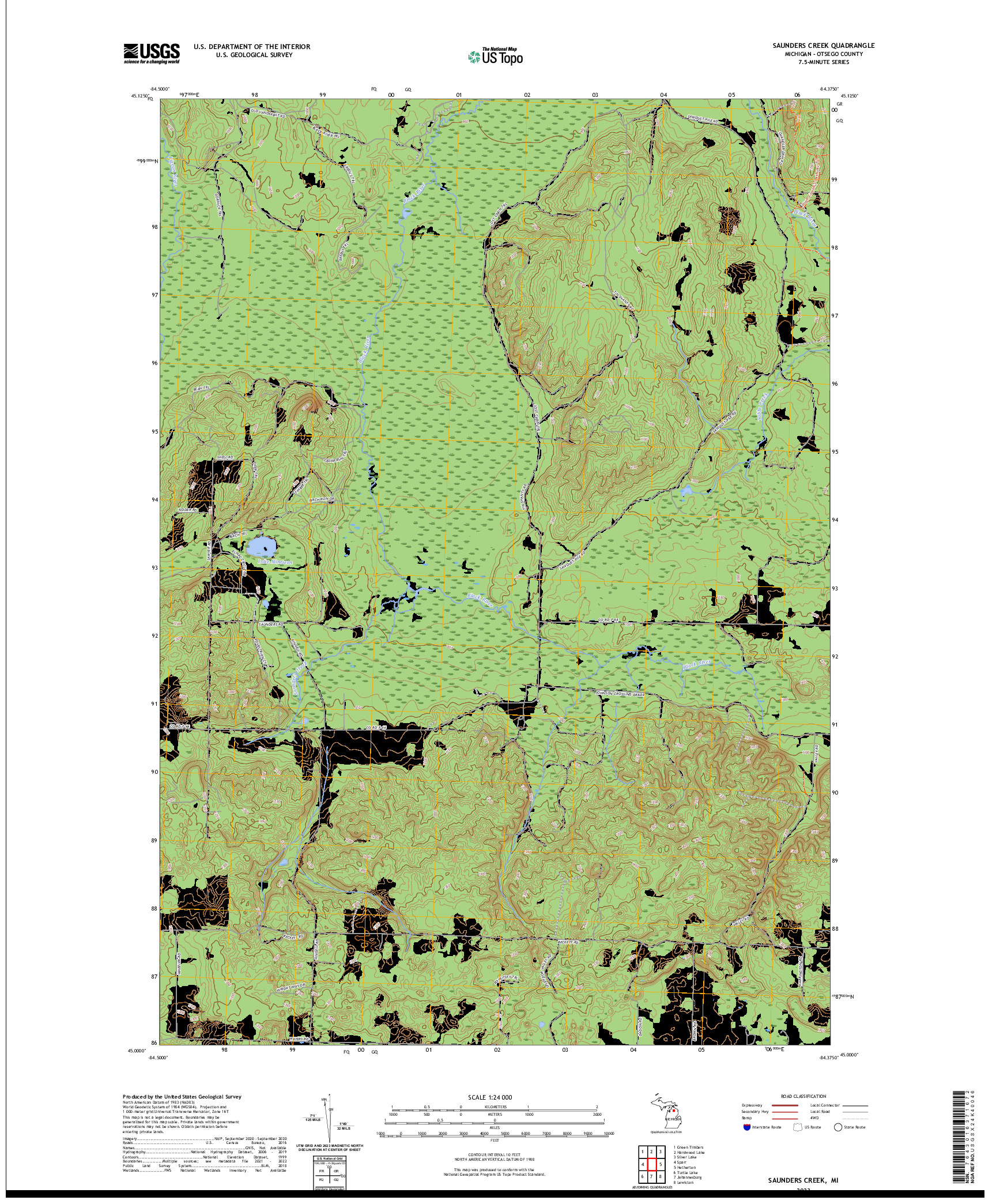 US TOPO 7.5-MINUTE MAP FOR SAUNDERS CREEK, MI