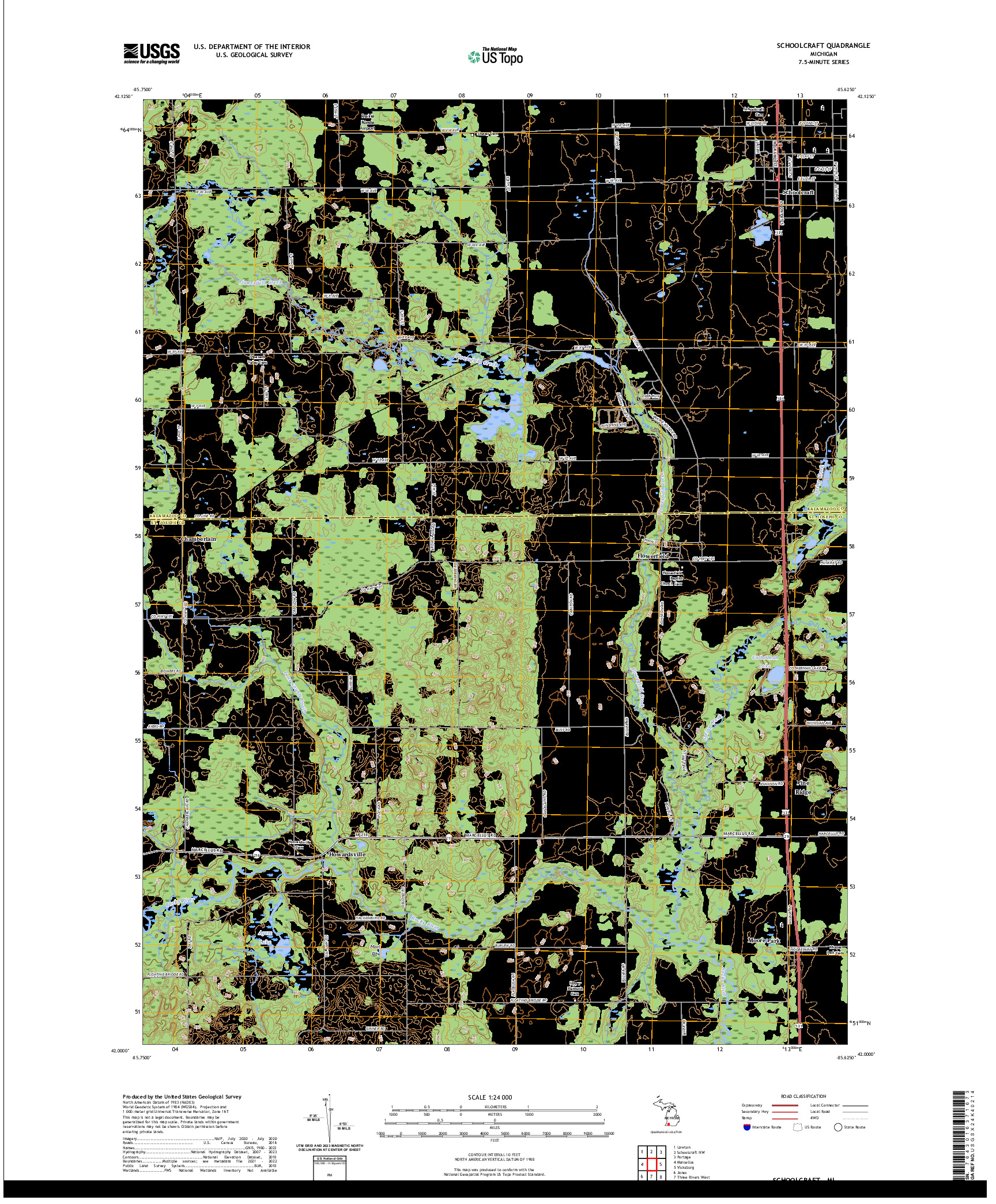 US TOPO 7.5-MINUTE MAP FOR SCHOOLCRAFT, MI