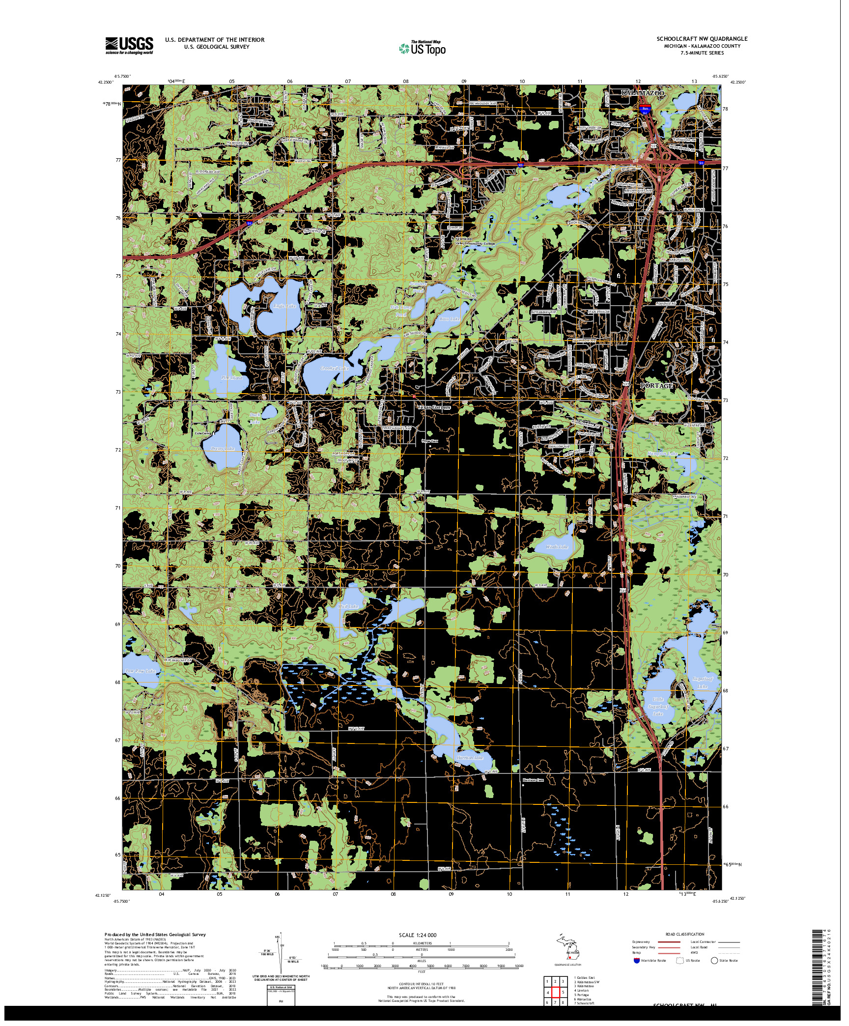 US TOPO 7.5-MINUTE MAP FOR SCHOOLCRAFT NW, MI