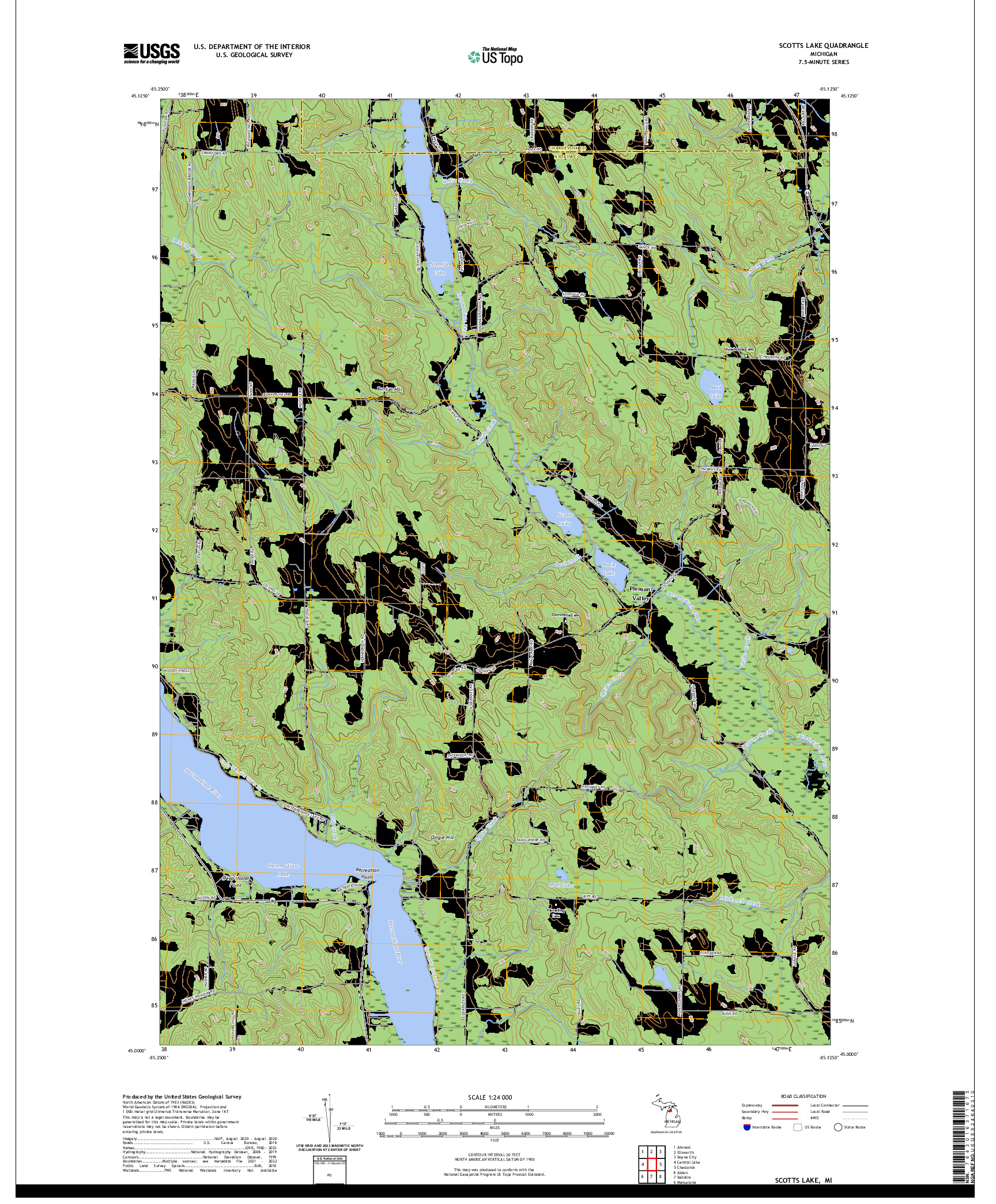 US TOPO 7.5-MINUTE MAP FOR SCOTTS LAKE, MI