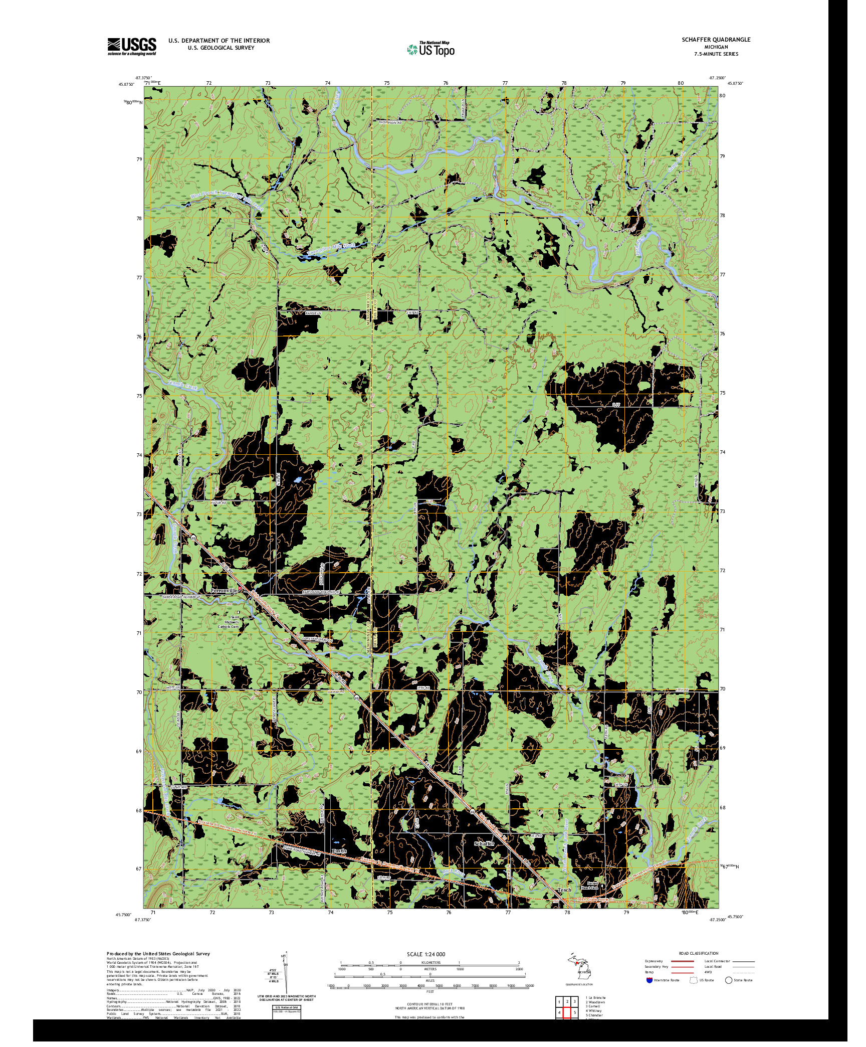 US TOPO 7.5-MINUTE MAP FOR SCHAFFER, MI