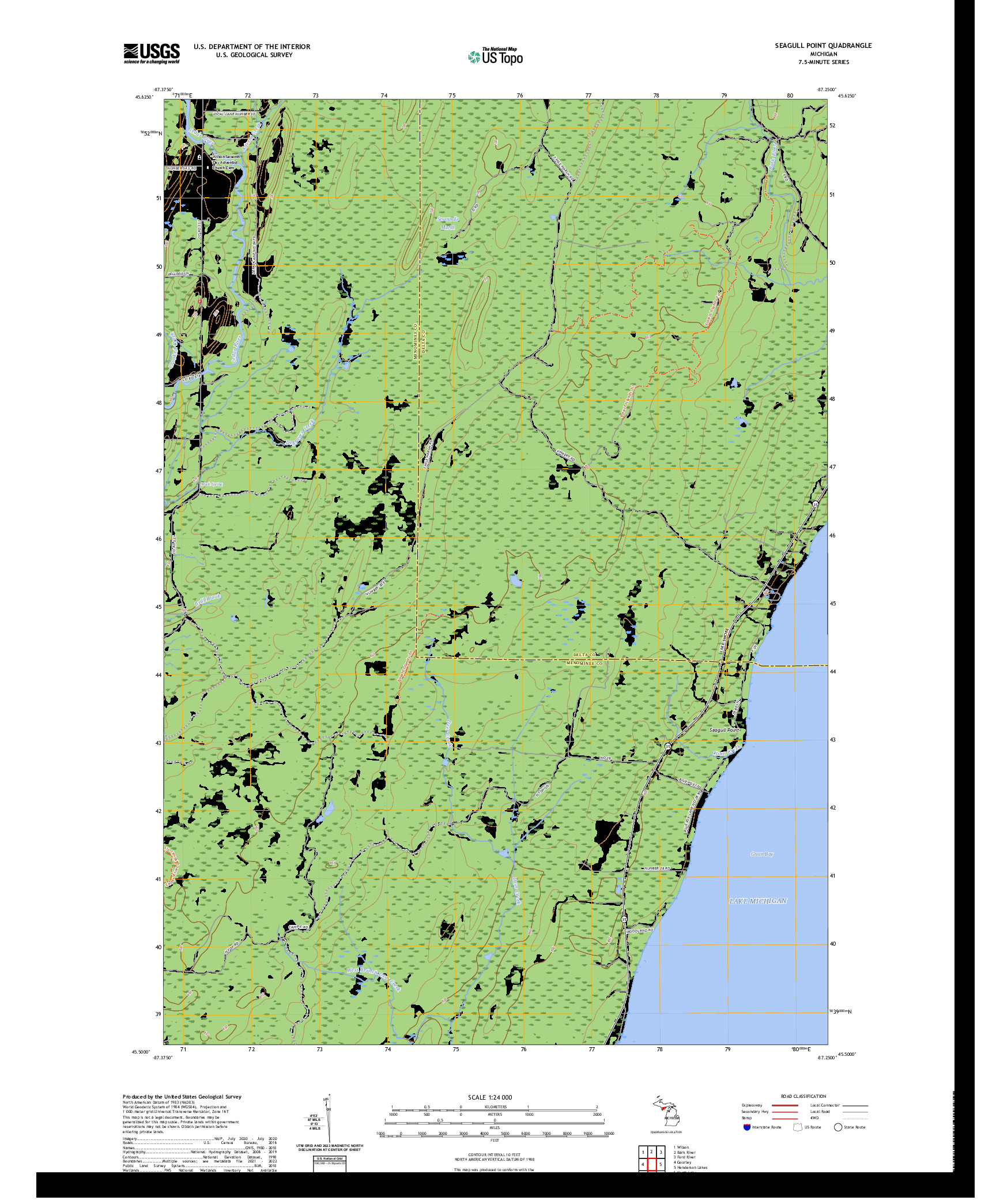 US TOPO 7.5-MINUTE MAP FOR SEAGULL POINT, MI