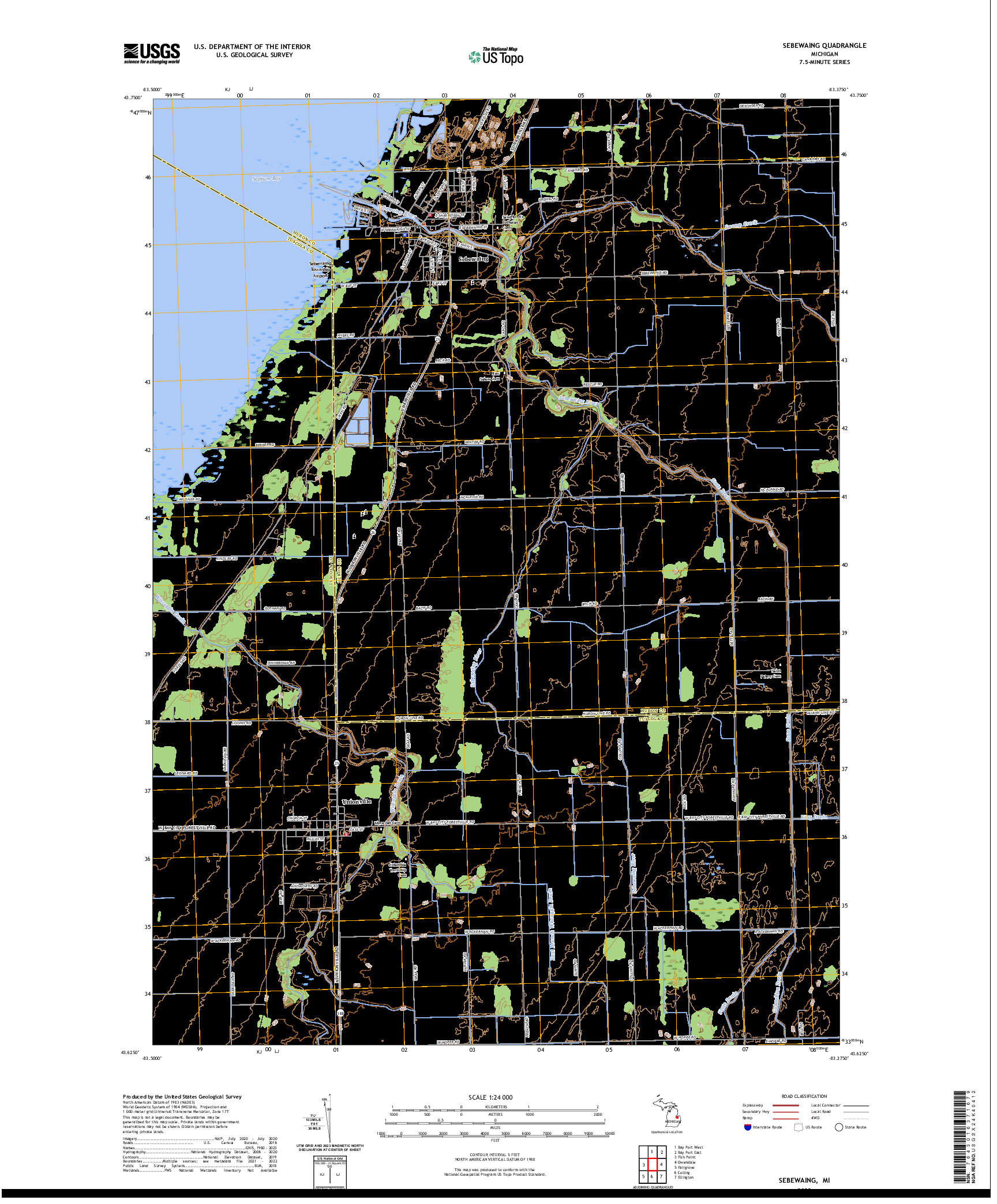 US TOPO 7.5-MINUTE MAP FOR SEBEWAING, MI