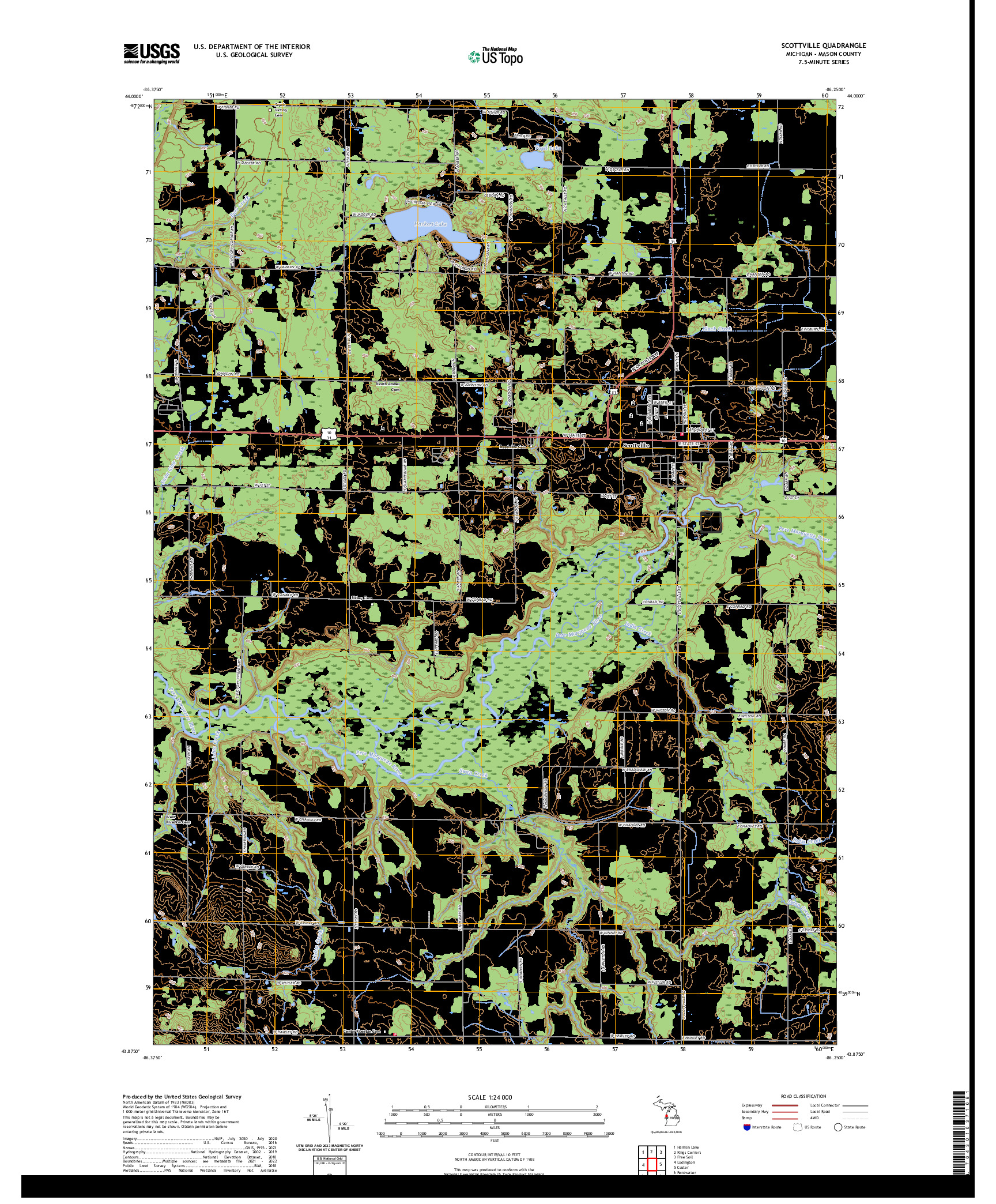 US TOPO 7.5-MINUTE MAP FOR SCOTTVILLE, MI