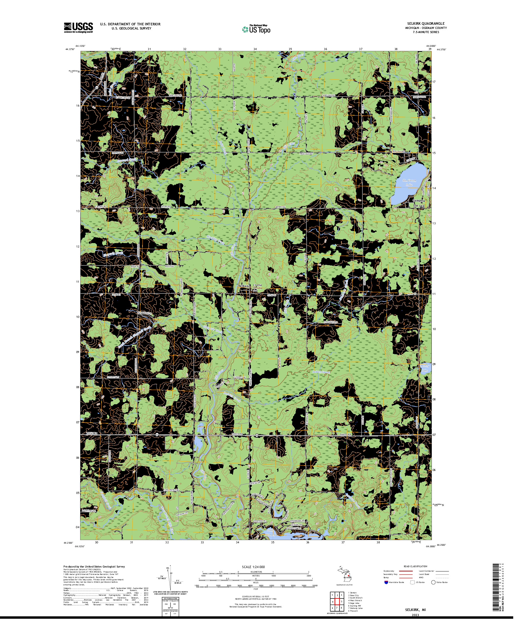 US TOPO 7.5-MINUTE MAP FOR SELKIRK, MI