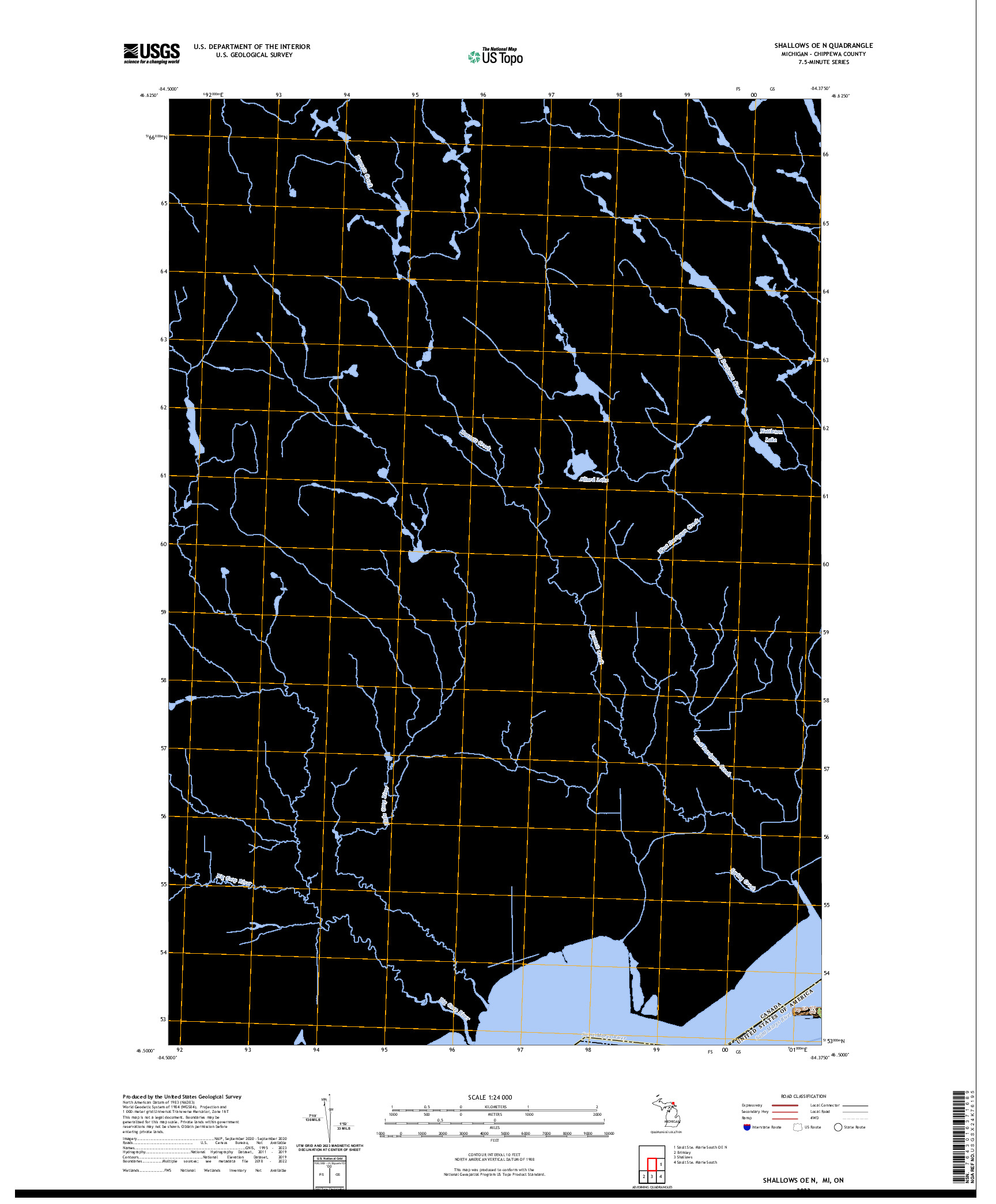 US TOPO 7.5-MINUTE MAP FOR SHALLOWS OE N, MI,ON