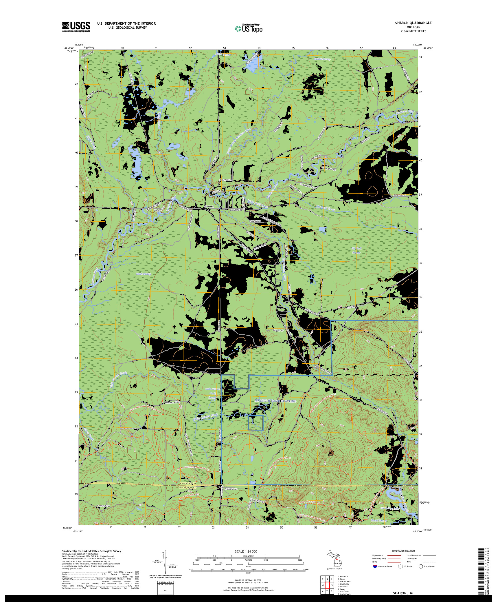 US TOPO 7.5-MINUTE MAP FOR SHARON, MI