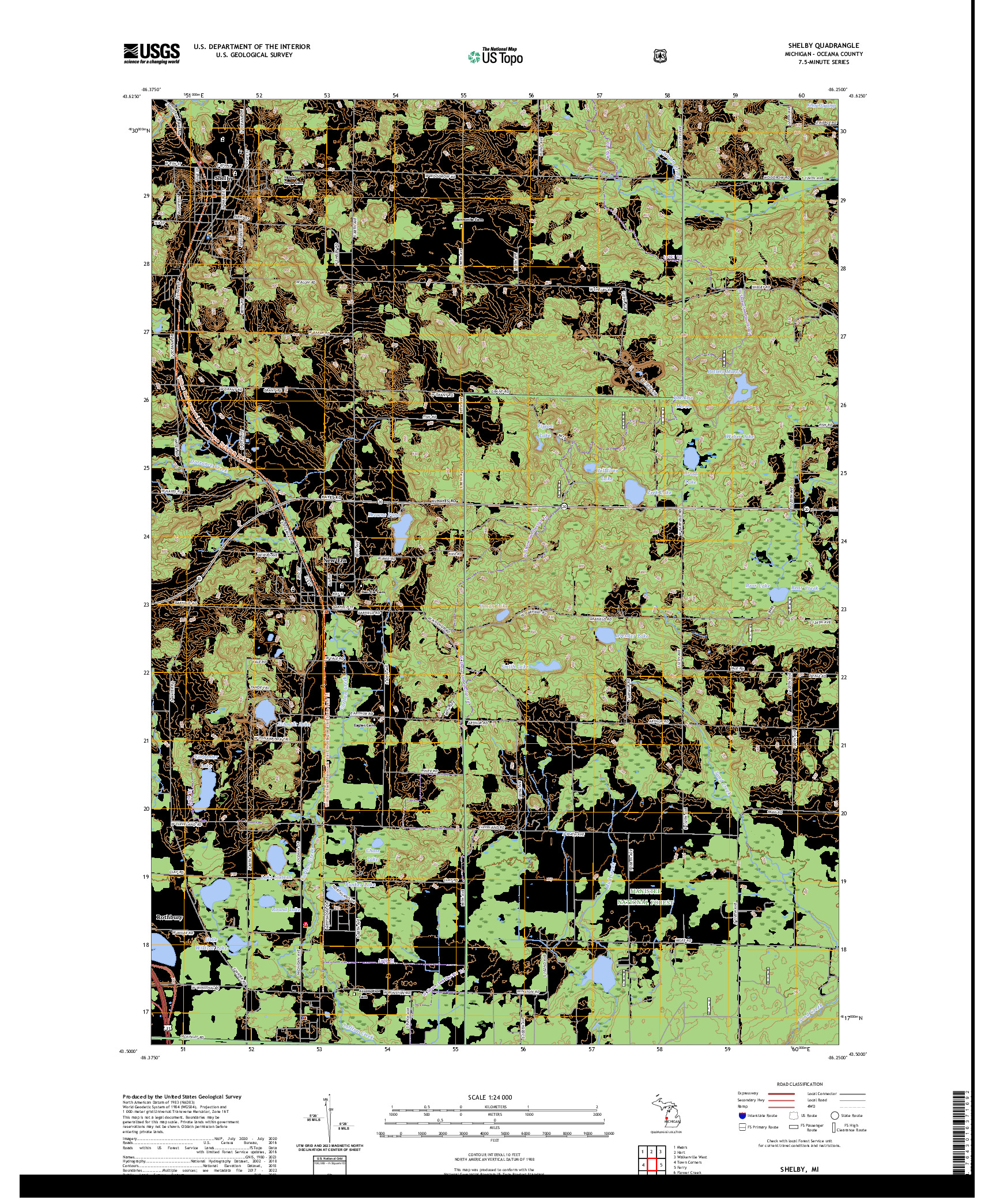 US TOPO 7.5-MINUTE MAP FOR SHELBY, MI