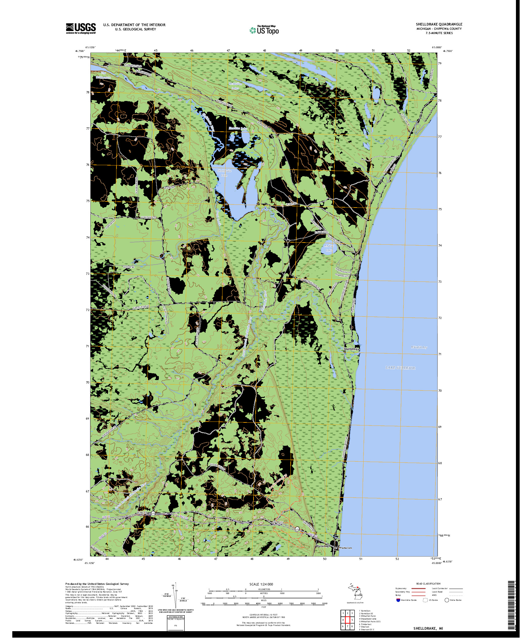 US TOPO 7.5-MINUTE MAP FOR SHELLDRAKE, MI