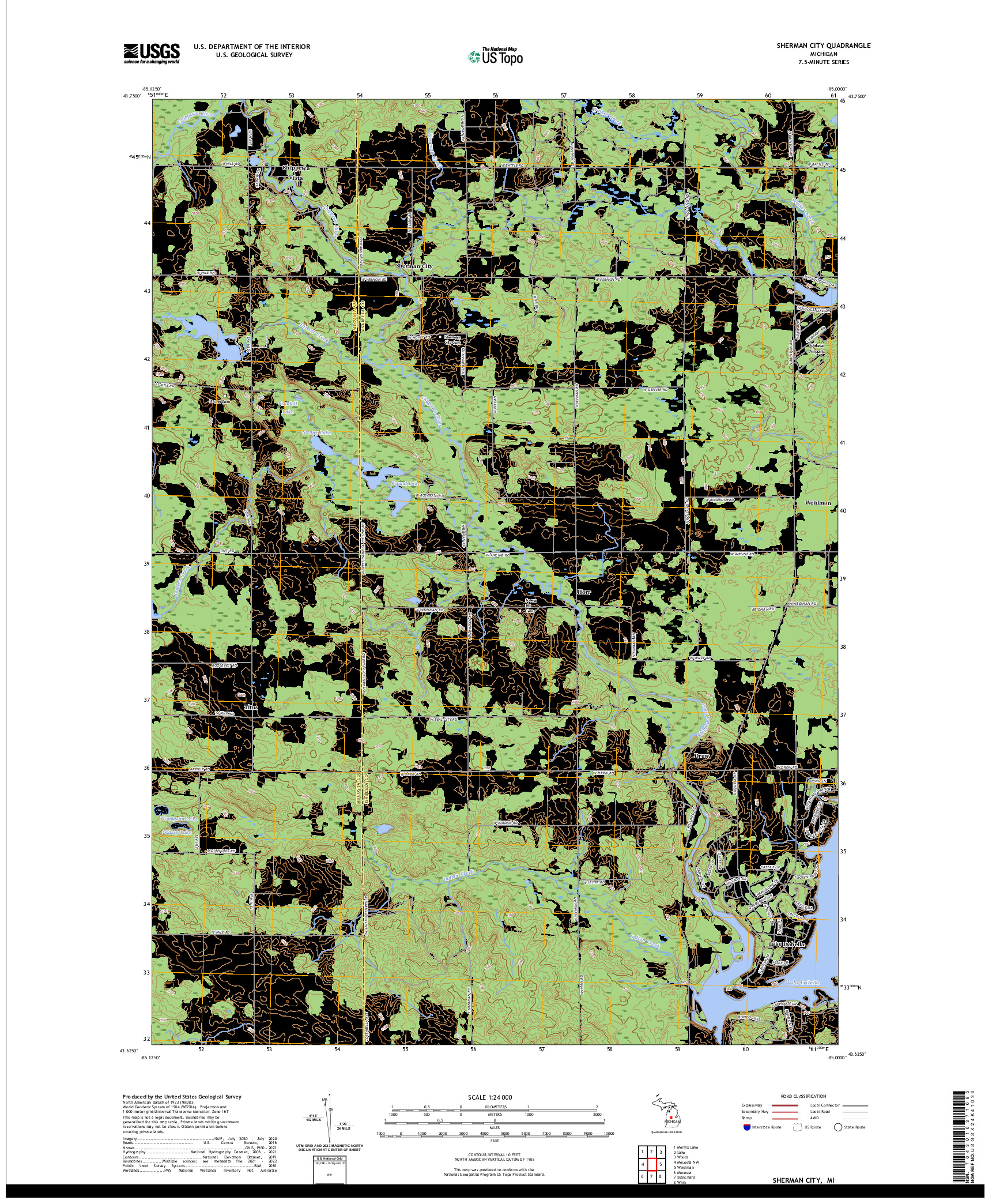 US TOPO 7.5-MINUTE MAP FOR SHERMAN CITY, MI