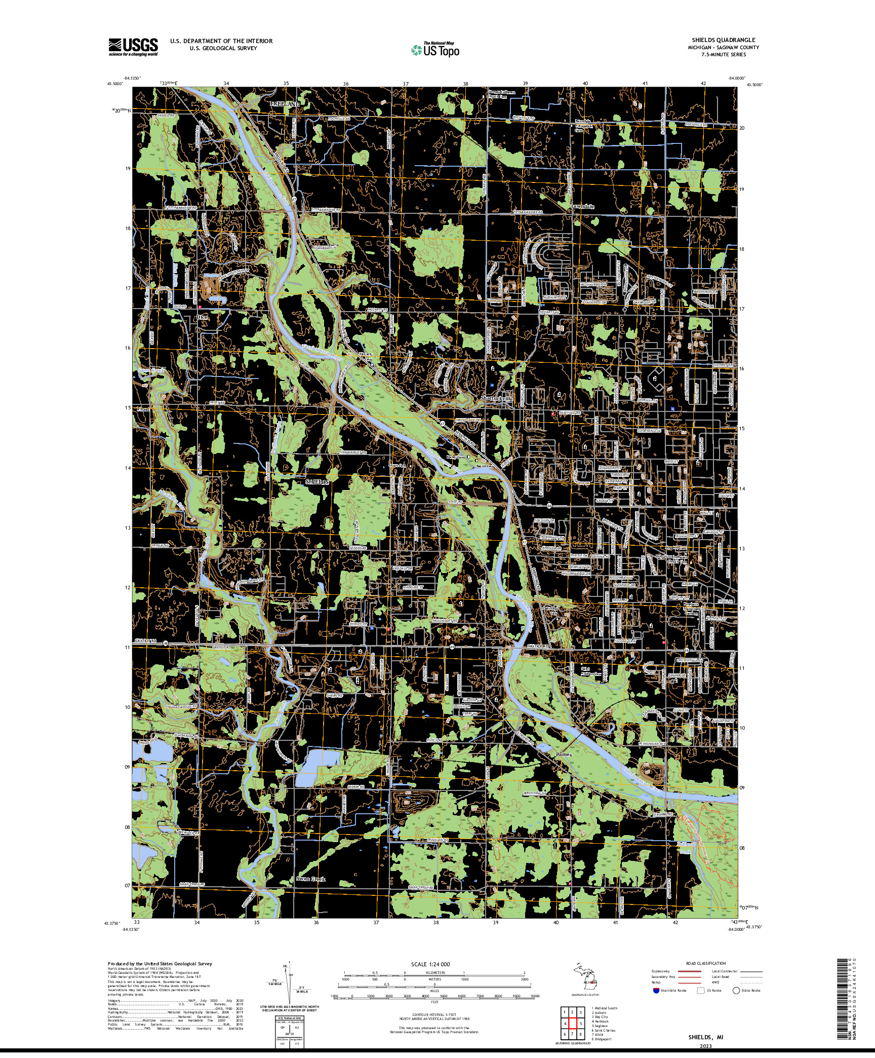 US TOPO 7.5-MINUTE MAP FOR SHIELDS, MI