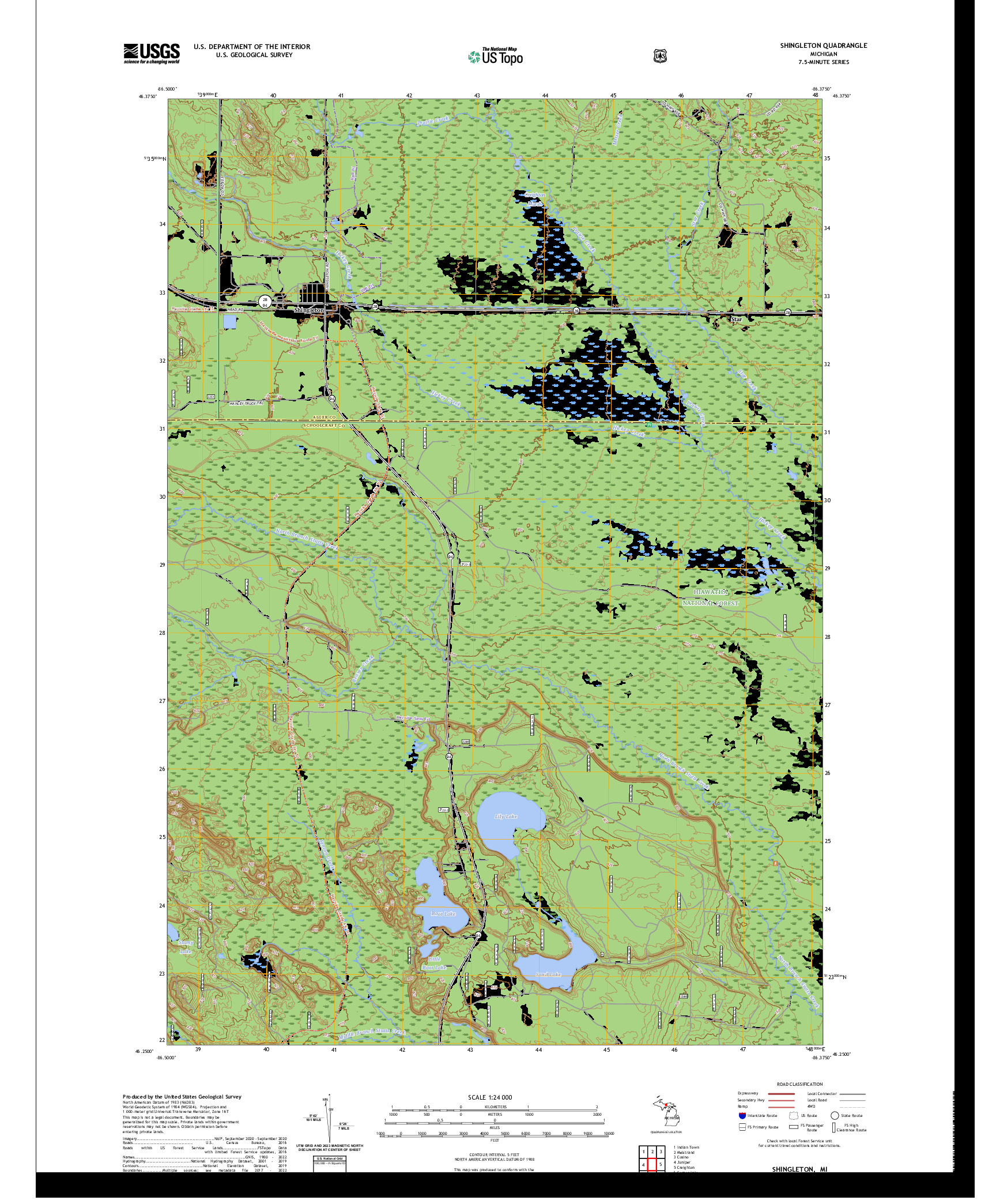 US TOPO 7.5-MINUTE MAP FOR SHINGLETON, MI