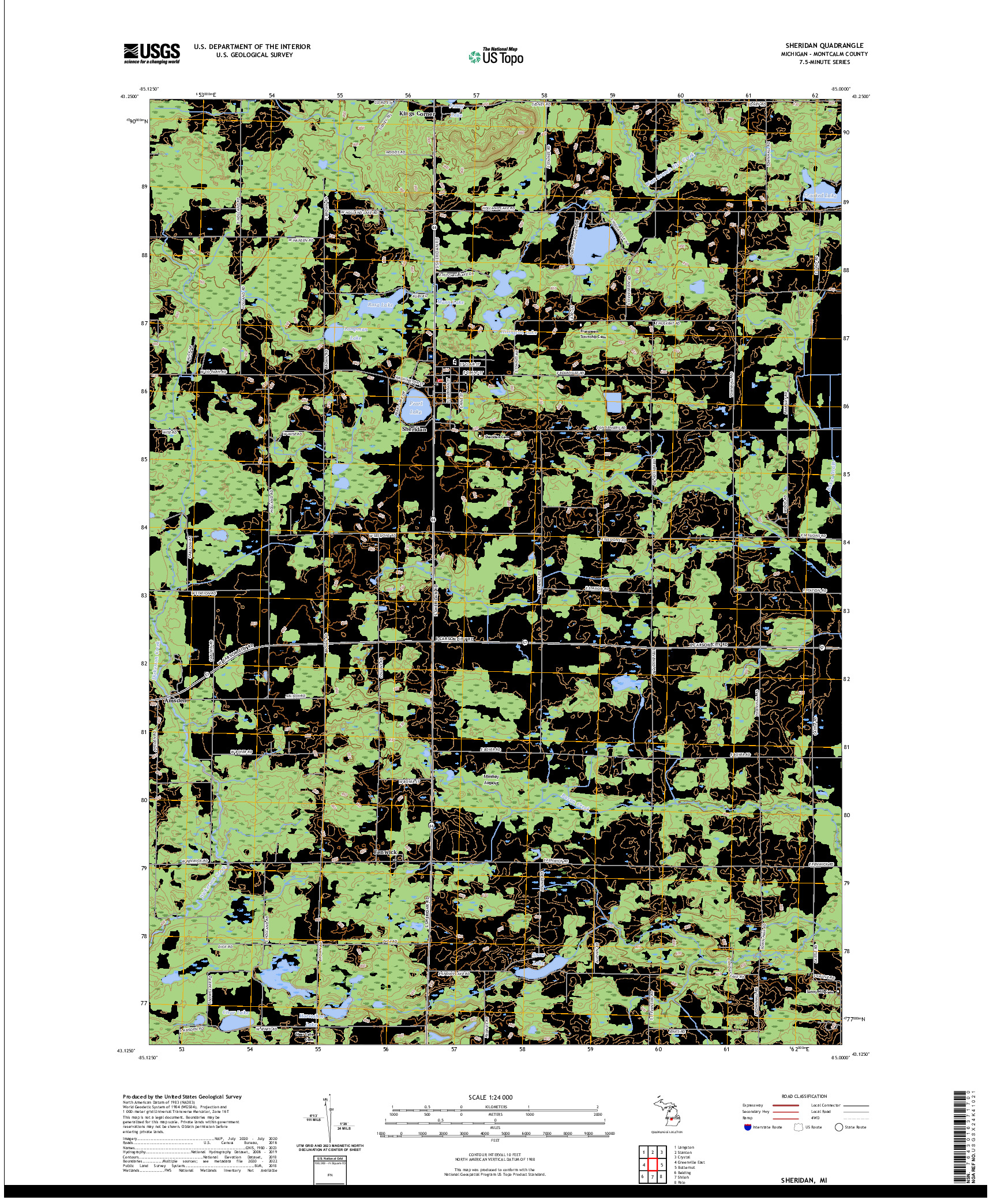 US TOPO 7.5-MINUTE MAP FOR SHERIDAN, MI