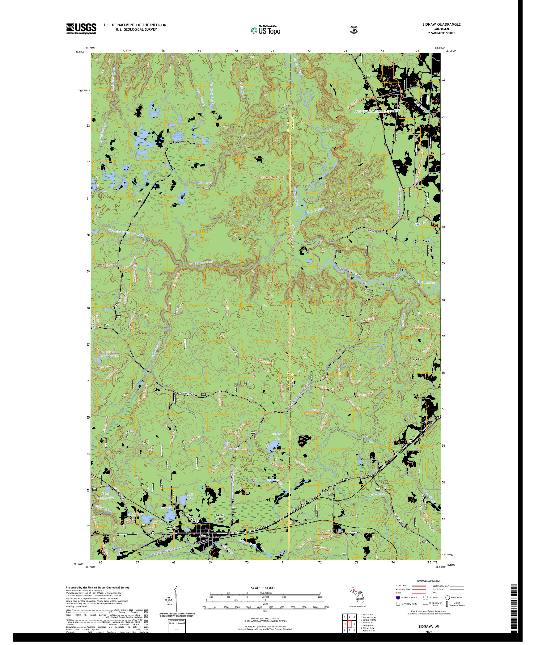 US TOPO 7.5-MINUTE MAP FOR SIDNAW, MI