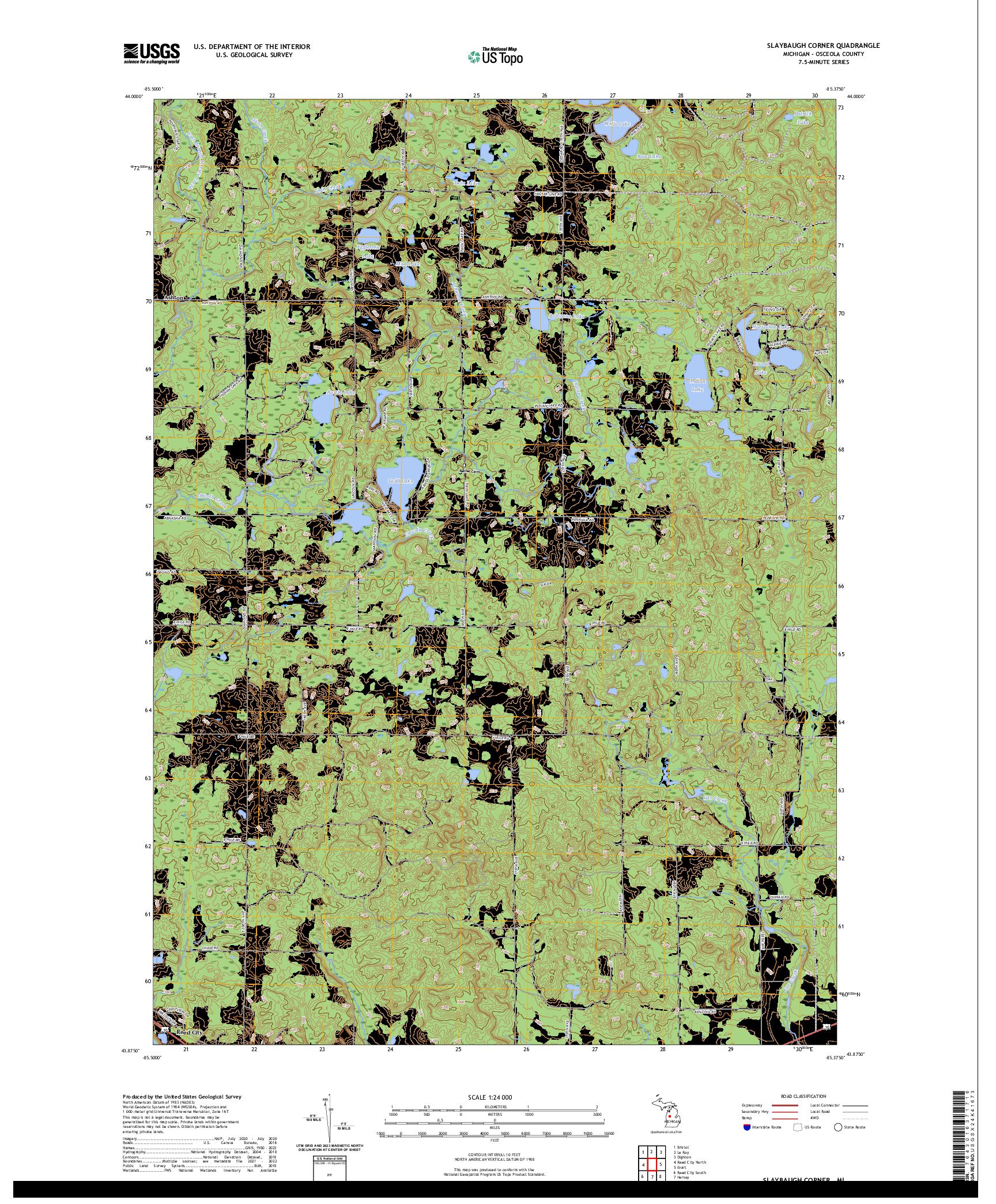 US TOPO 7.5-MINUTE MAP FOR SLAYBAUGH CORNER, MI