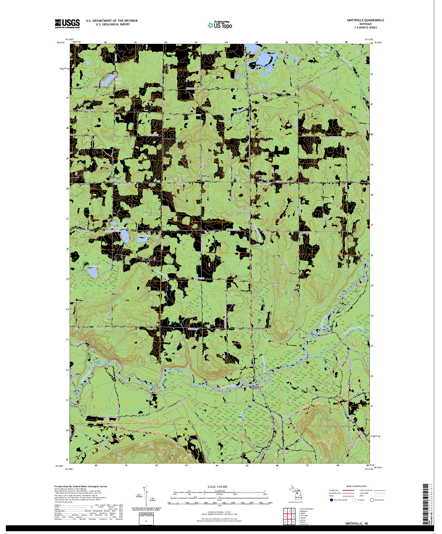 US TOPO 7.5-MINUTE MAP FOR SMITHVILLE, MI