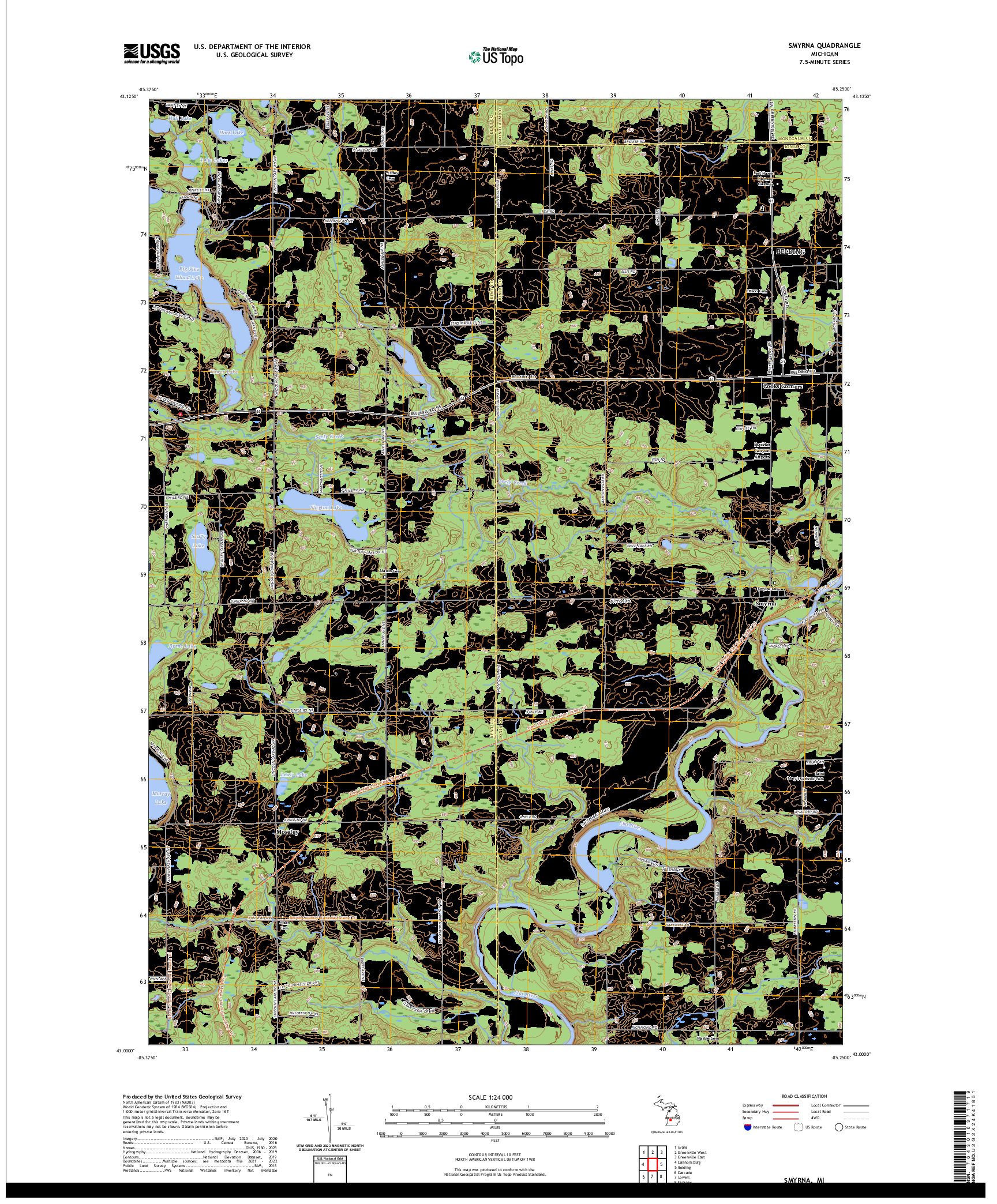 US TOPO 7.5-MINUTE MAP FOR SMYRNA, MI