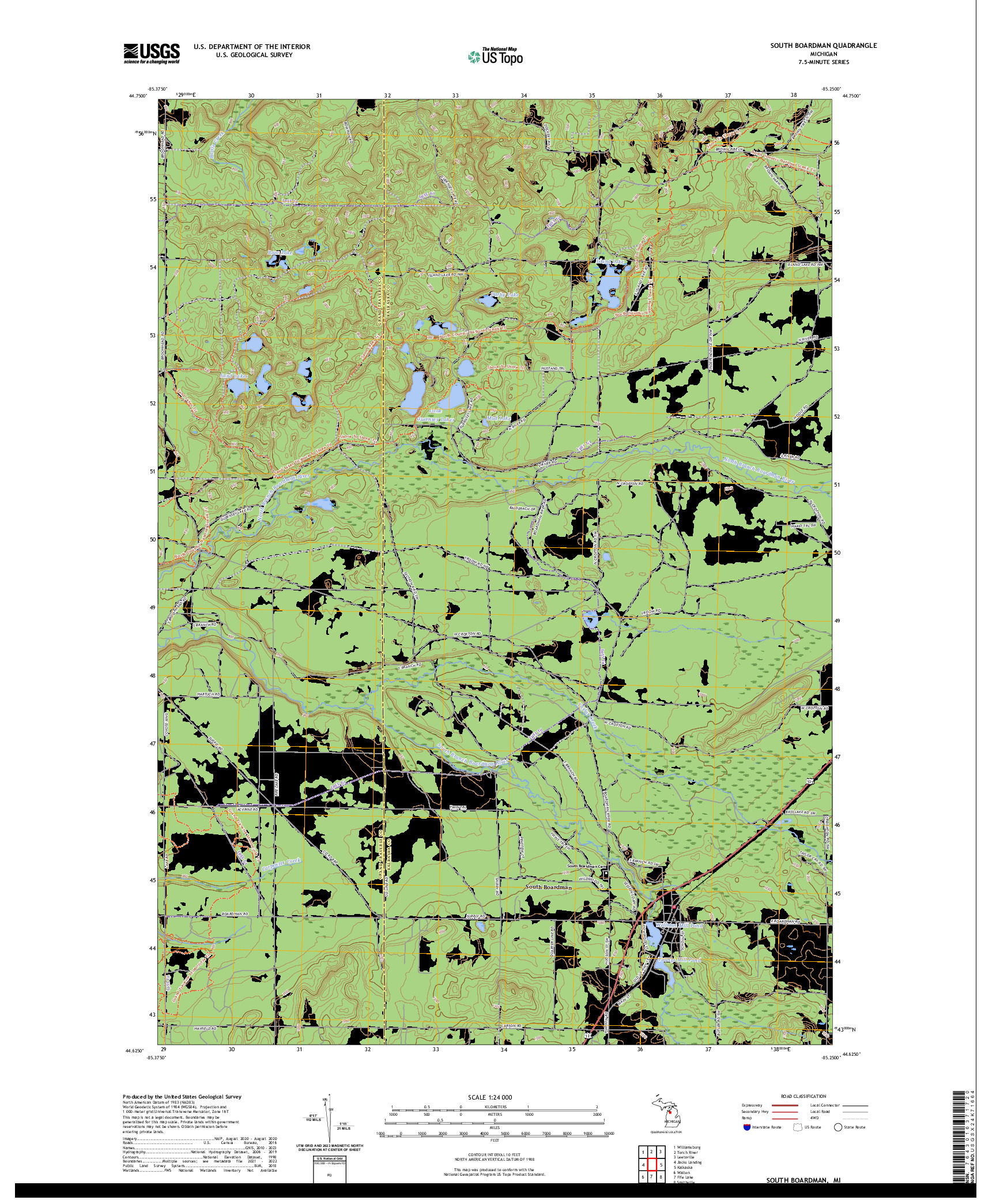 US TOPO 7.5-MINUTE MAP FOR SOUTH BOARDMAN, MI