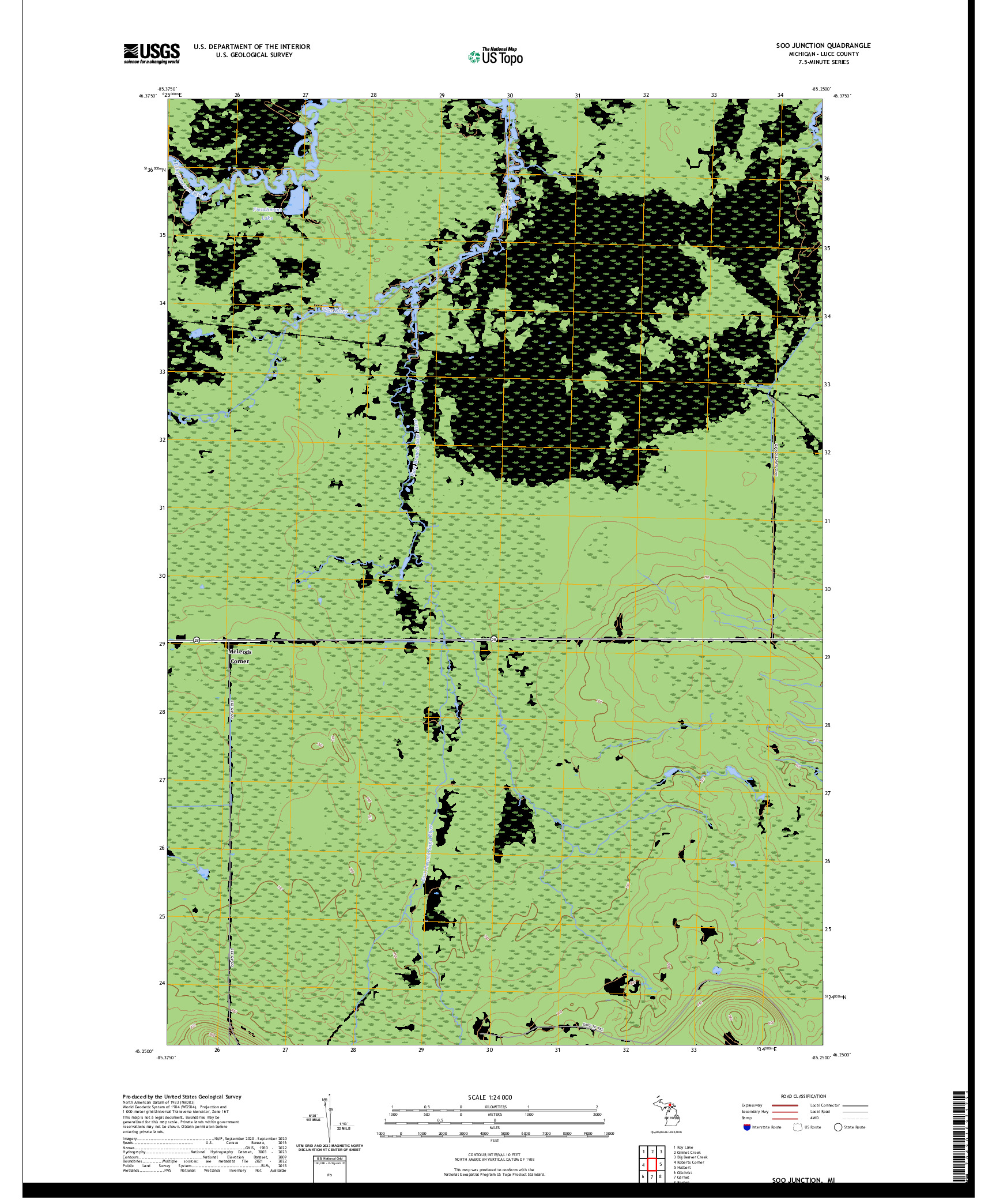 US TOPO 7.5-MINUTE MAP FOR SOO JUNCTION, MI