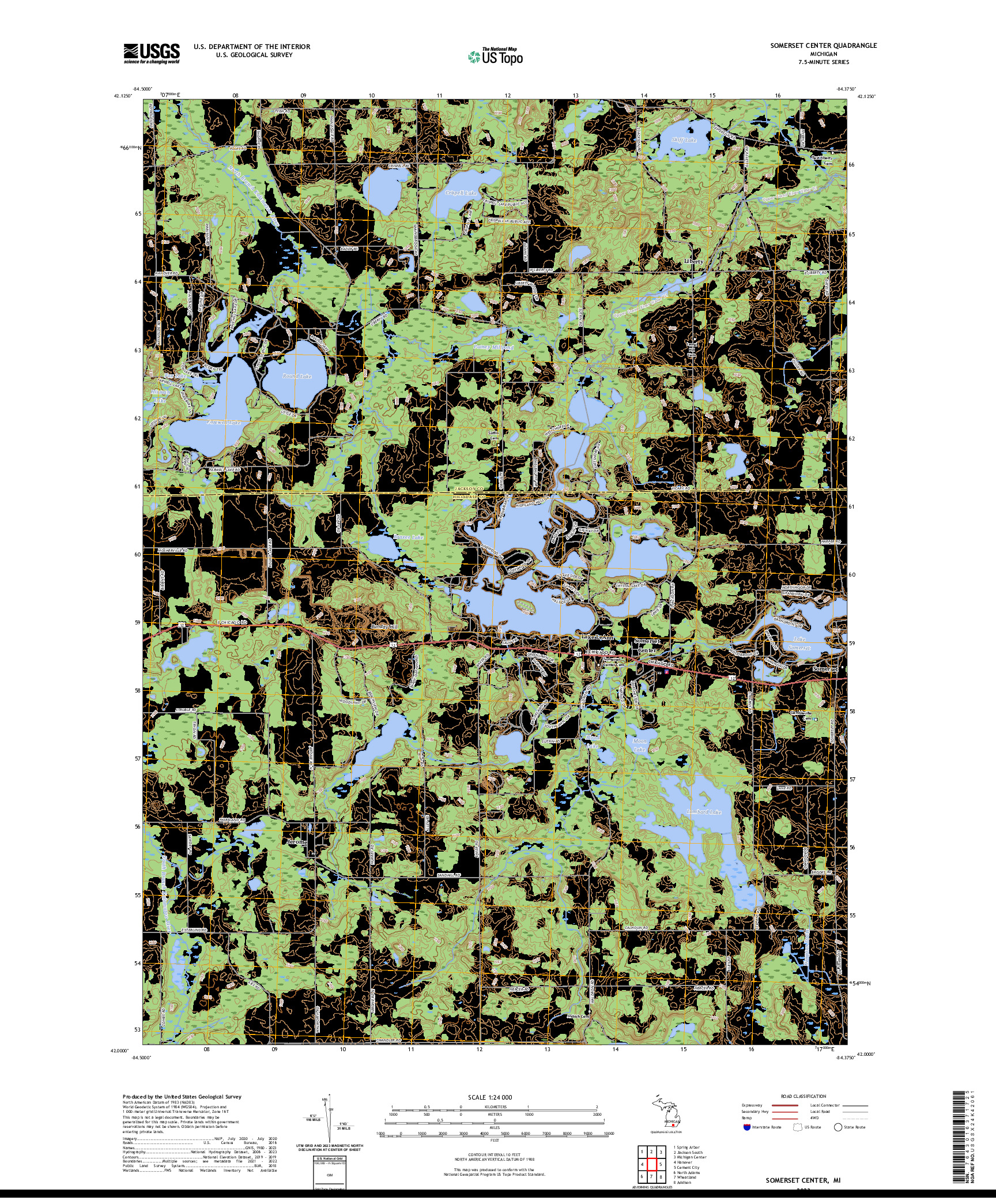 US TOPO 7.5-MINUTE MAP FOR SOMERSET CENTER, MI