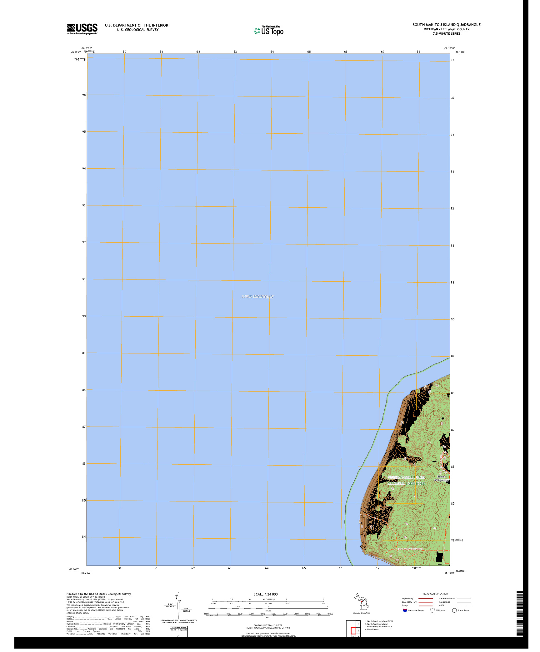 US TOPO 7.5-MINUTE MAP FOR SOUTH MANITOU ISLAND, MI