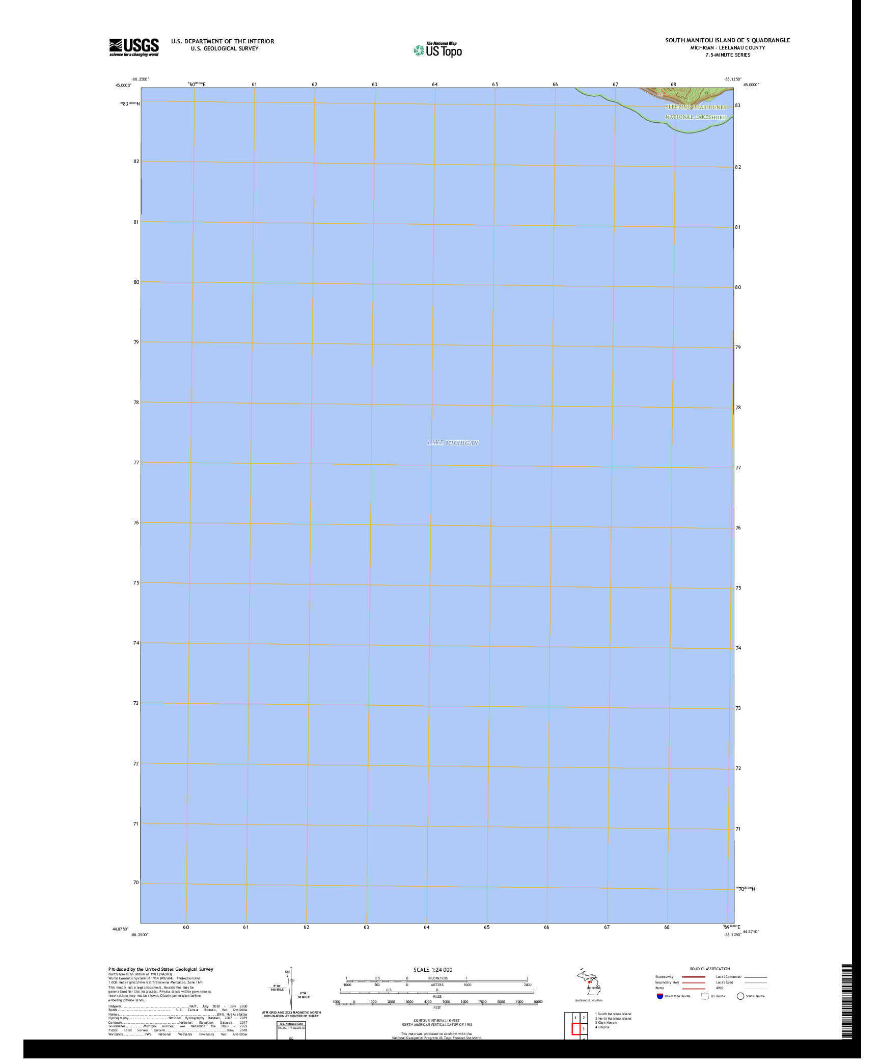 US TOPO 7.5-MINUTE MAP FOR SOUTH MANITOU ISLAND OE S, MI