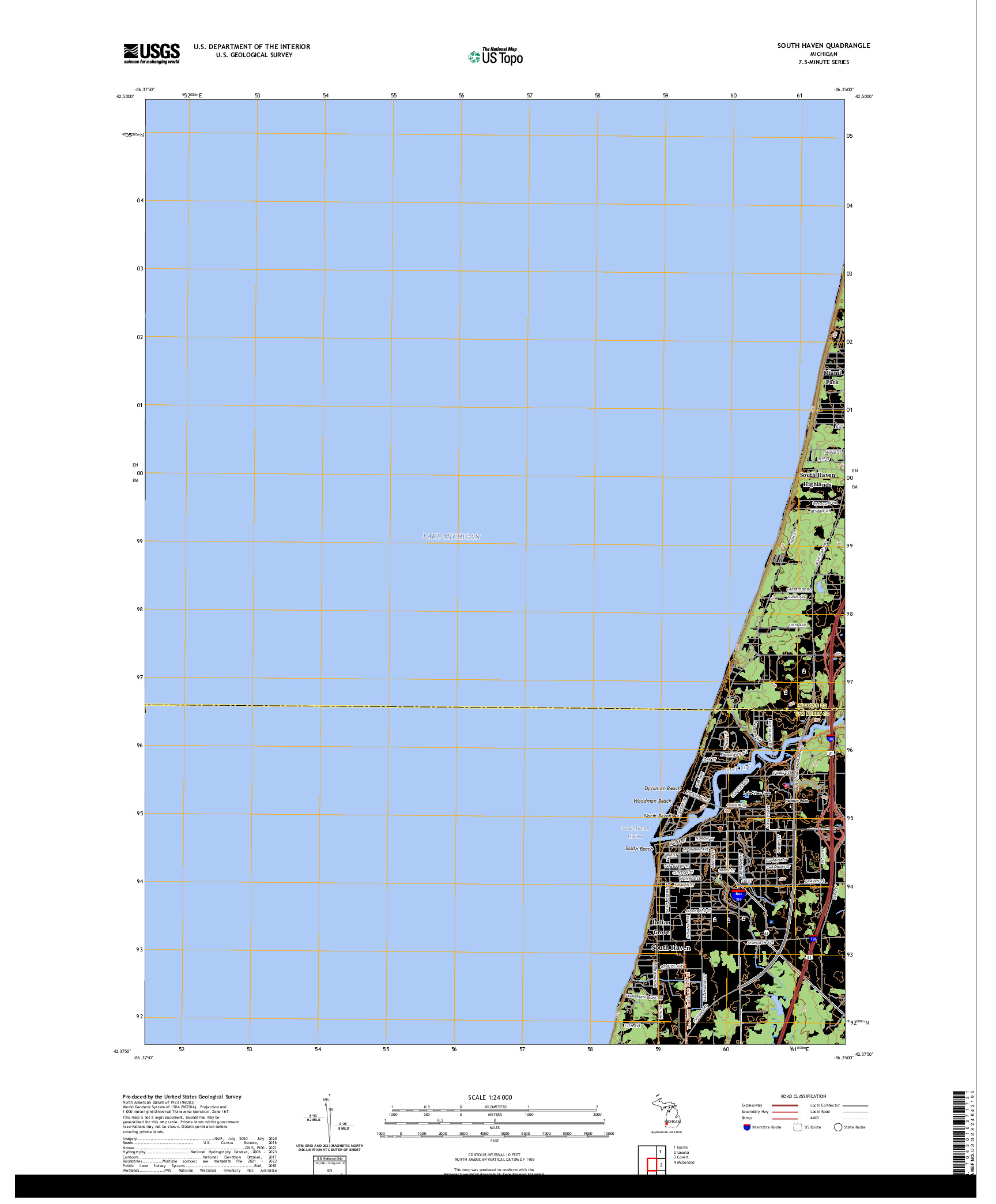 US TOPO 7.5-MINUTE MAP FOR SOUTH HAVEN, MI