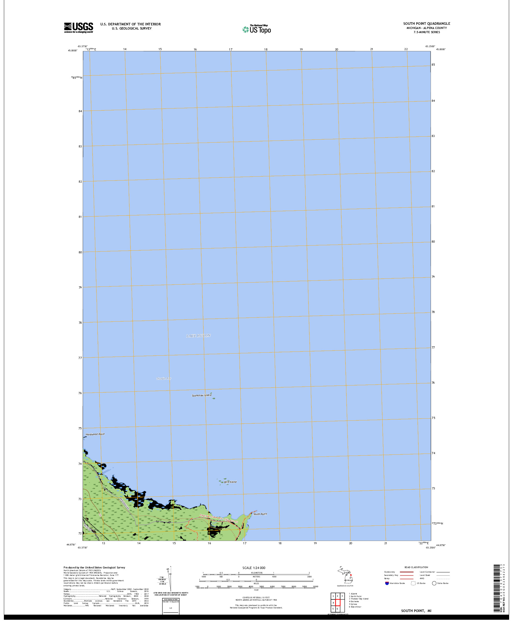 US TOPO 7.5-MINUTE MAP FOR SOUTH POINT, MI