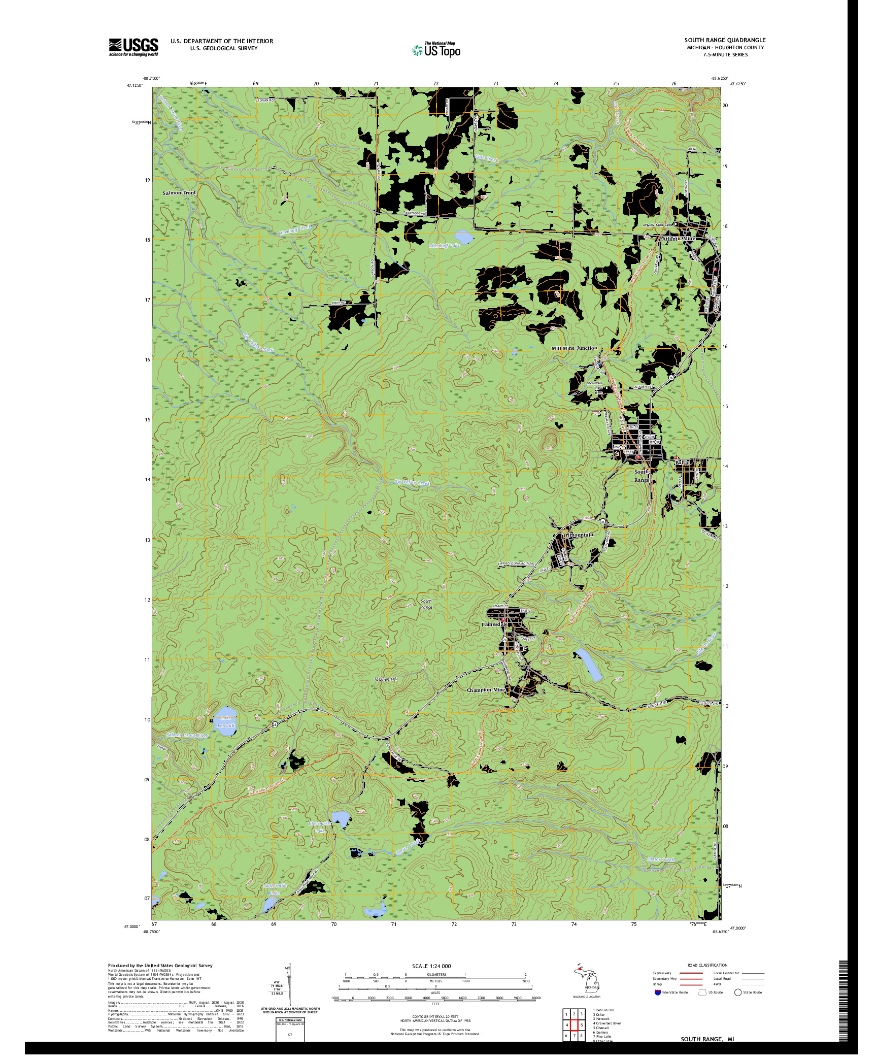 US TOPO 7.5-MINUTE MAP FOR SOUTH RANGE, MI