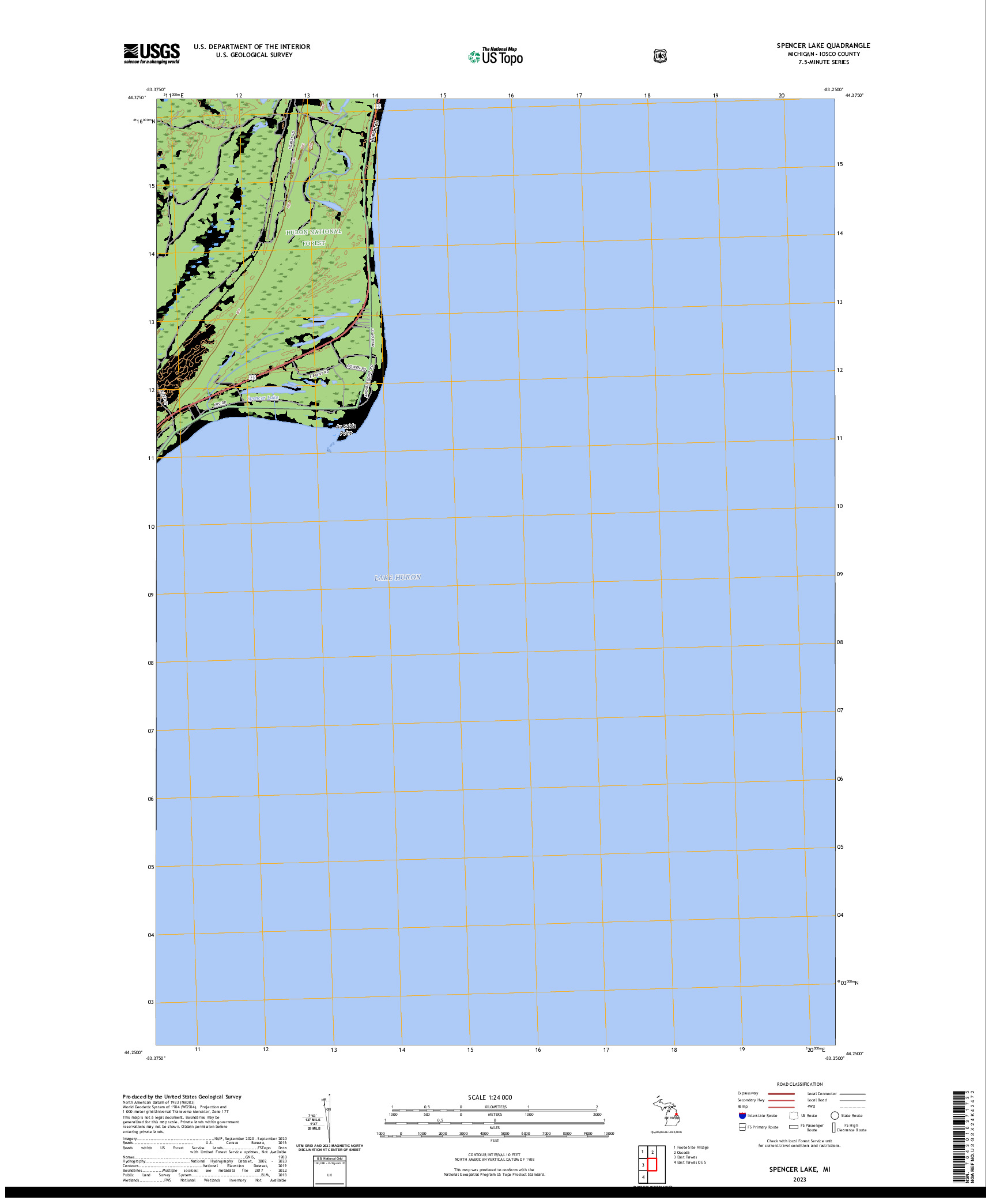 US TOPO 7.5-MINUTE MAP FOR SPENCER LAKE, MI