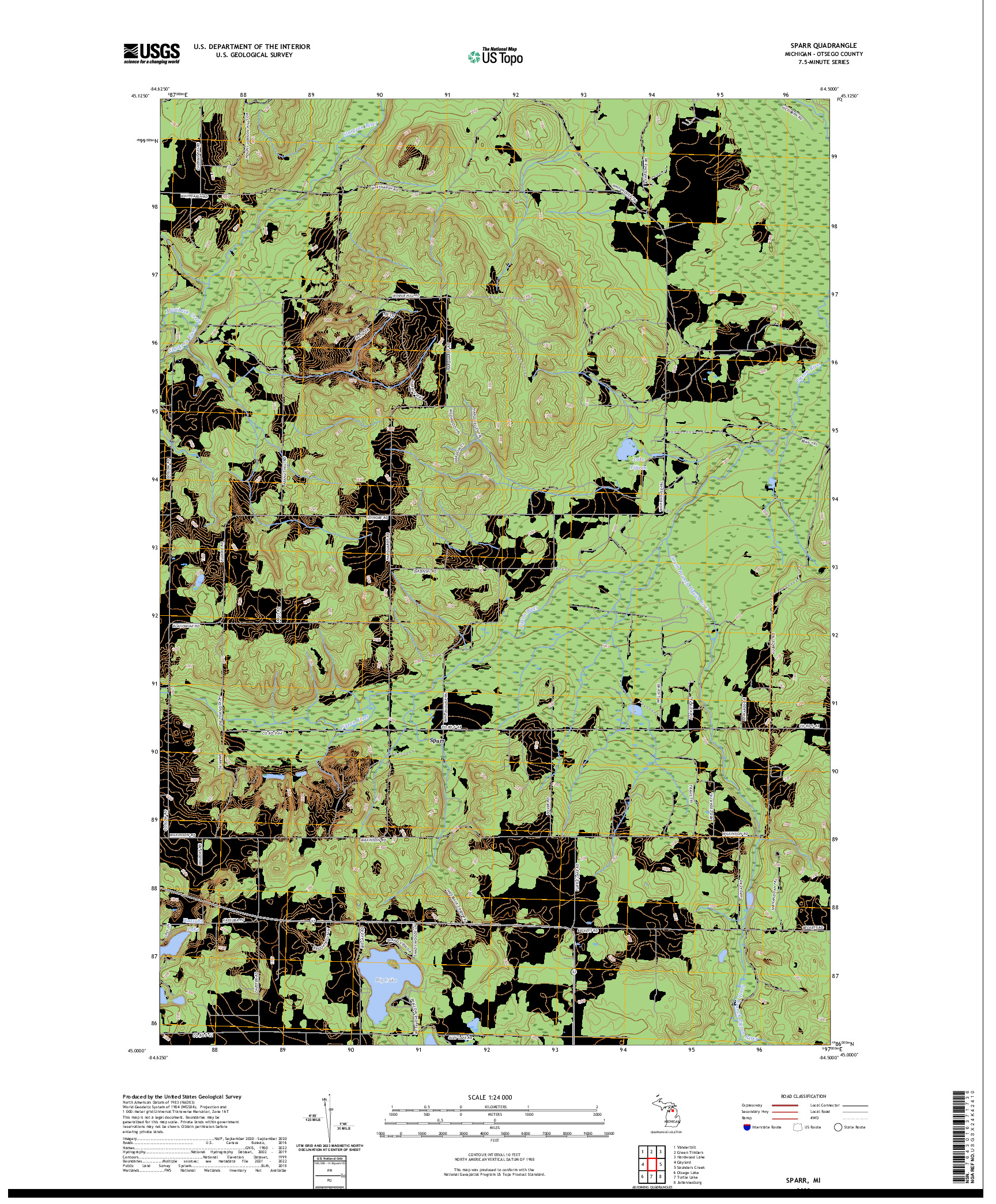 US TOPO 7.5-MINUTE MAP FOR SPARR, MI