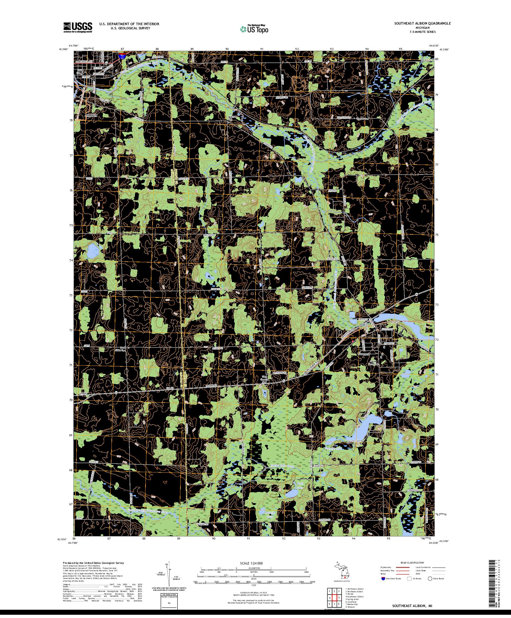 US TOPO 7.5-MINUTE MAP FOR SOUTHEAST ALBION, MI