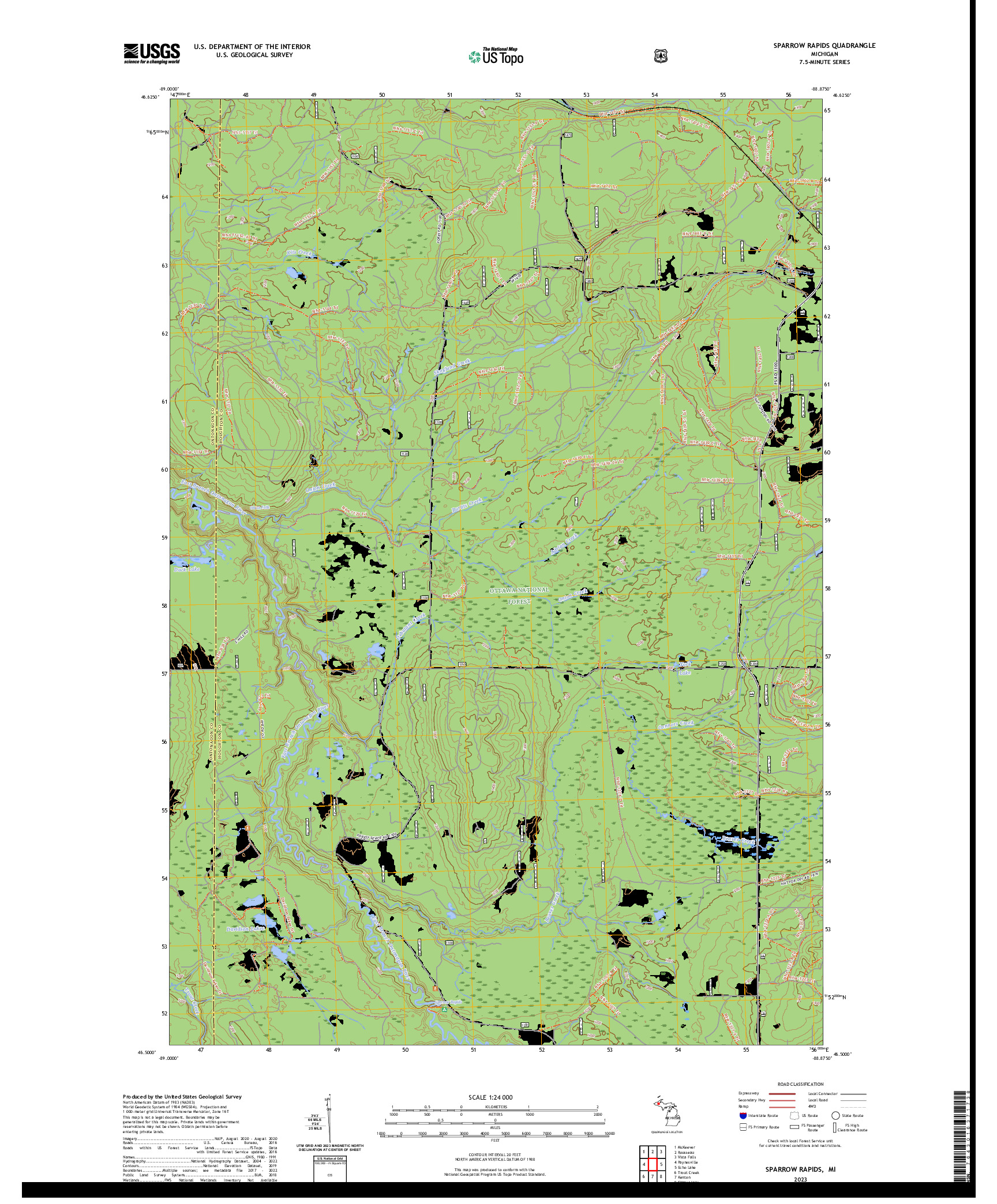 US TOPO 7.5-MINUTE MAP FOR SPARROW RAPIDS, MI