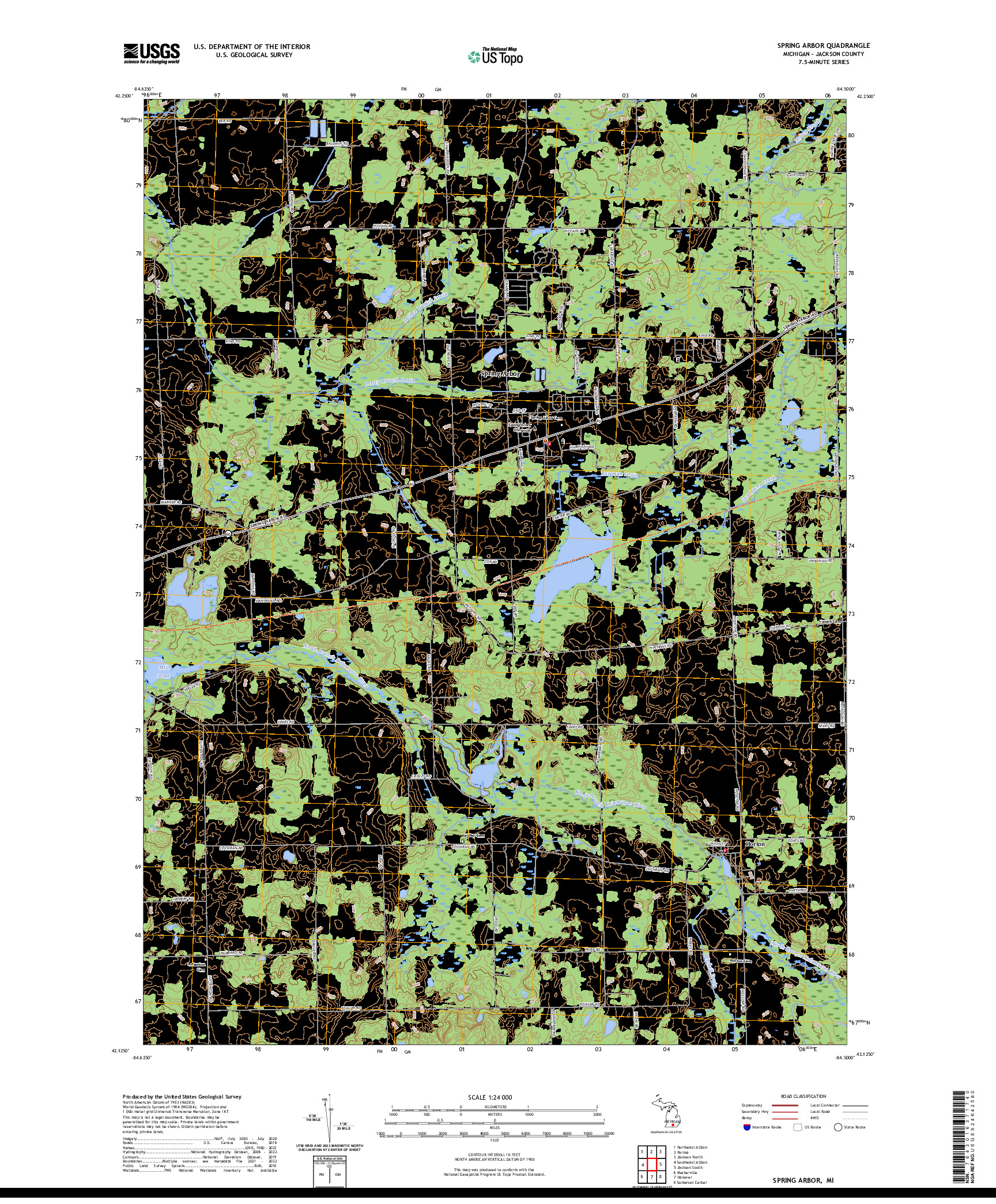 US TOPO 7.5-MINUTE MAP FOR SPRING ARBOR, MI