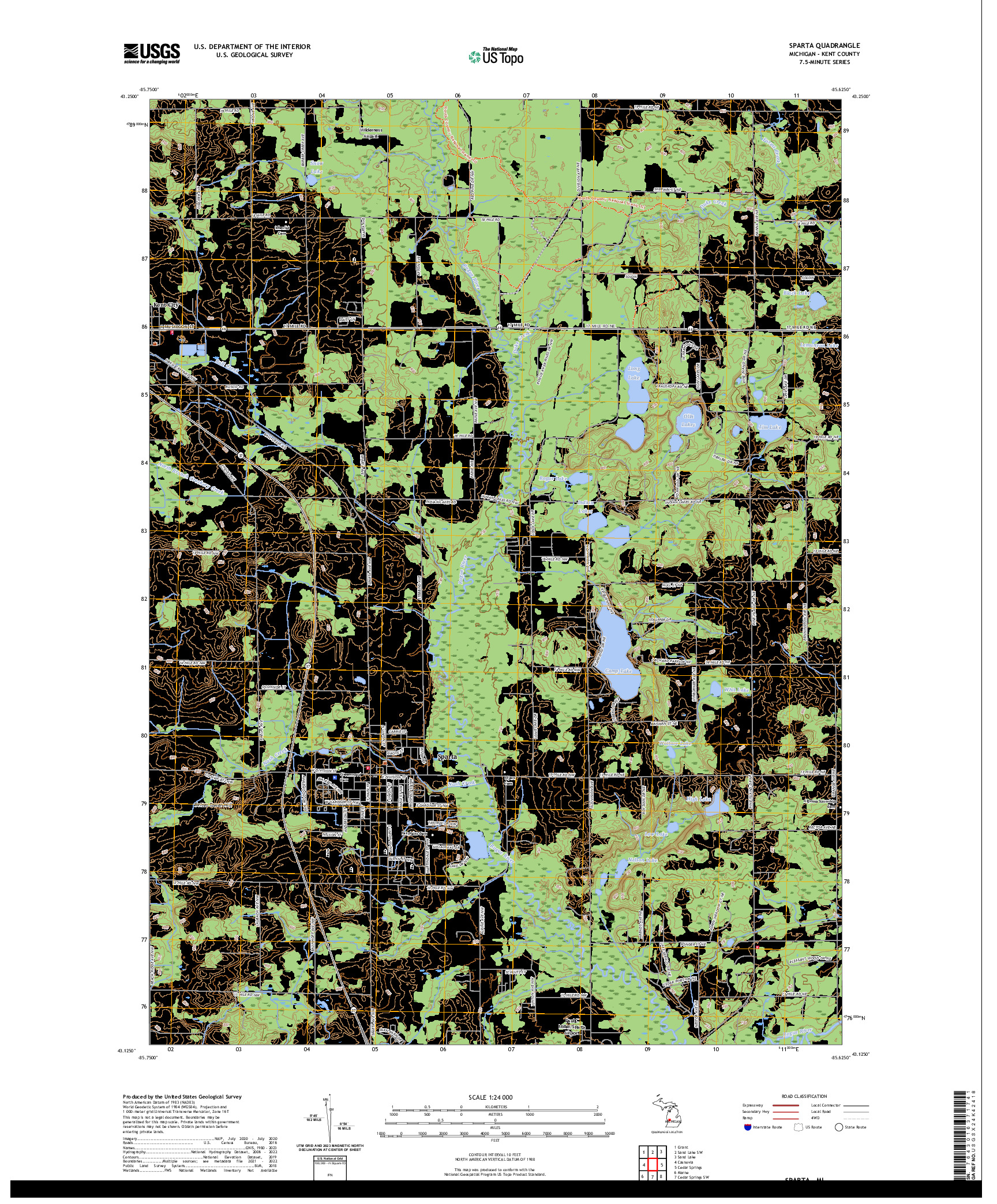 US TOPO 7.5-MINUTE MAP FOR SPARTA, MI