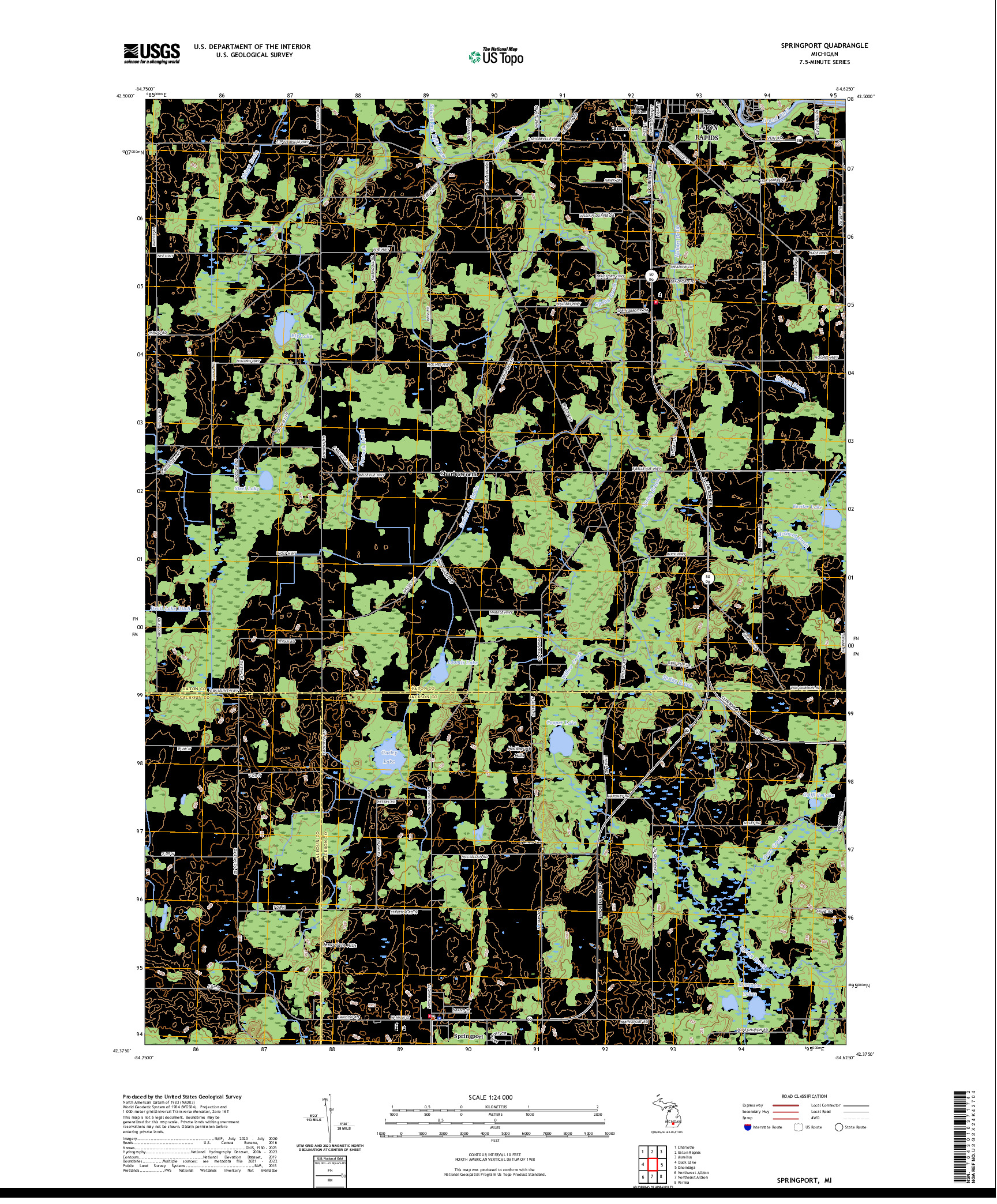 US TOPO 7.5-MINUTE MAP FOR SPRINGPORT, MI