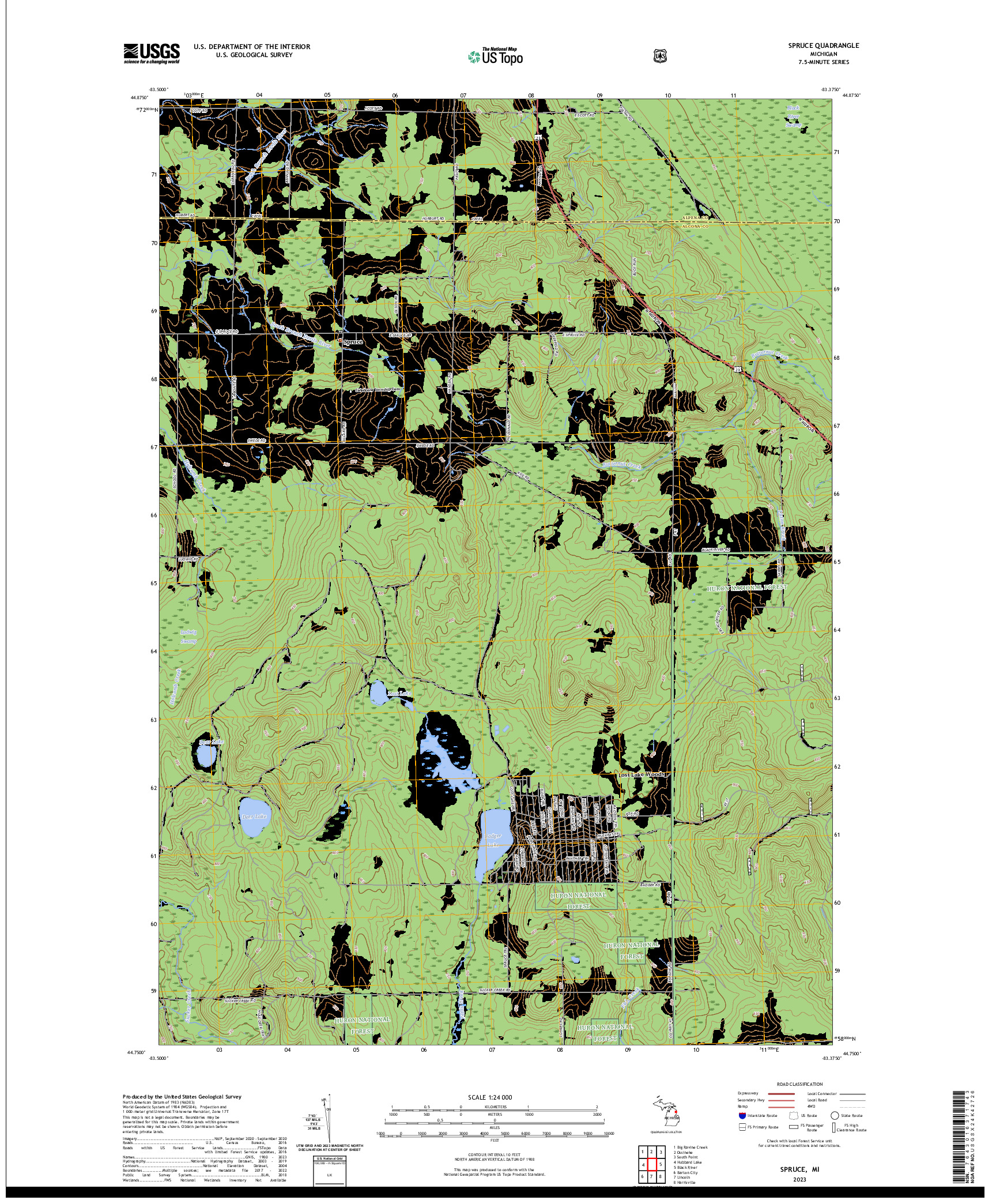 US TOPO 7.5-MINUTE MAP FOR SPRUCE, MI