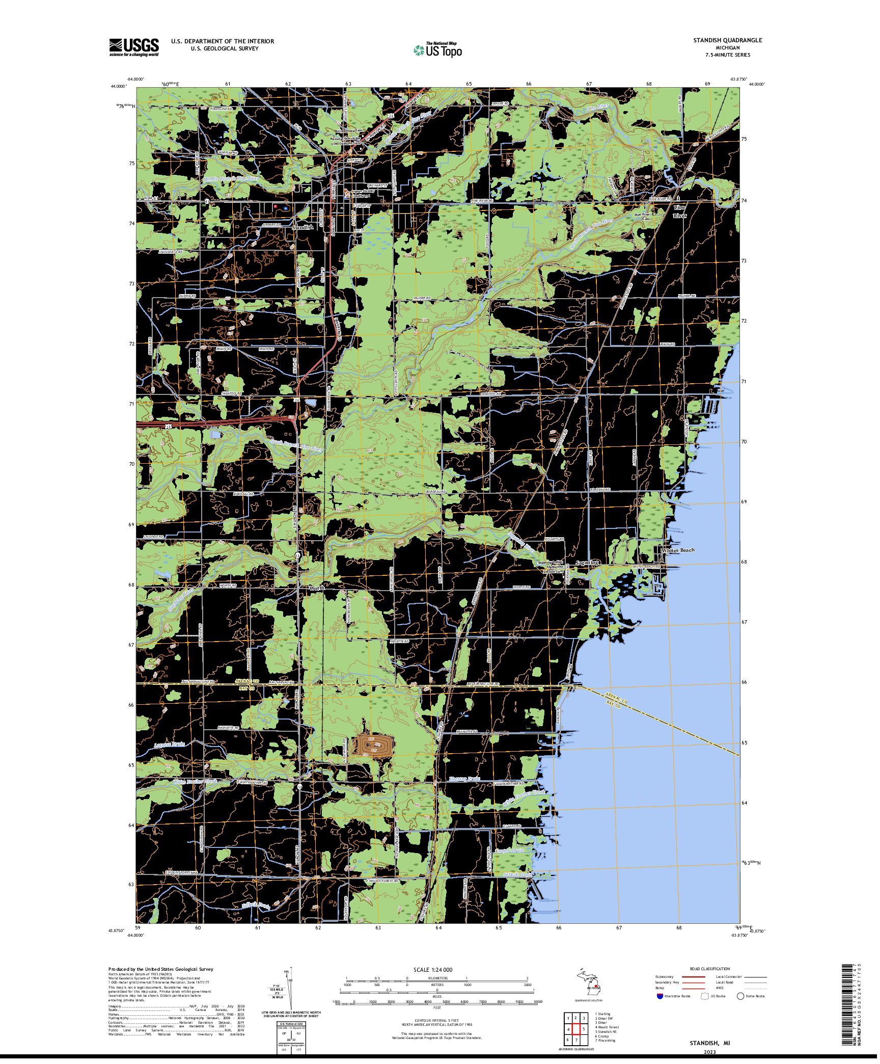 US TOPO 7.5-MINUTE MAP FOR STANDISH, MI