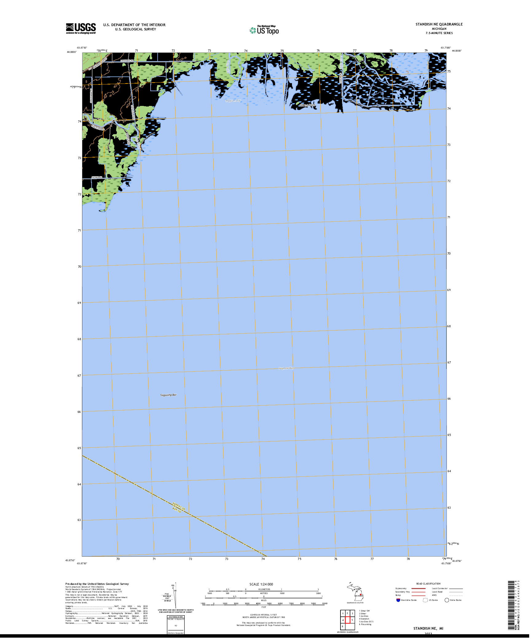 US TOPO 7.5-MINUTE MAP FOR STANDISH NE, MI