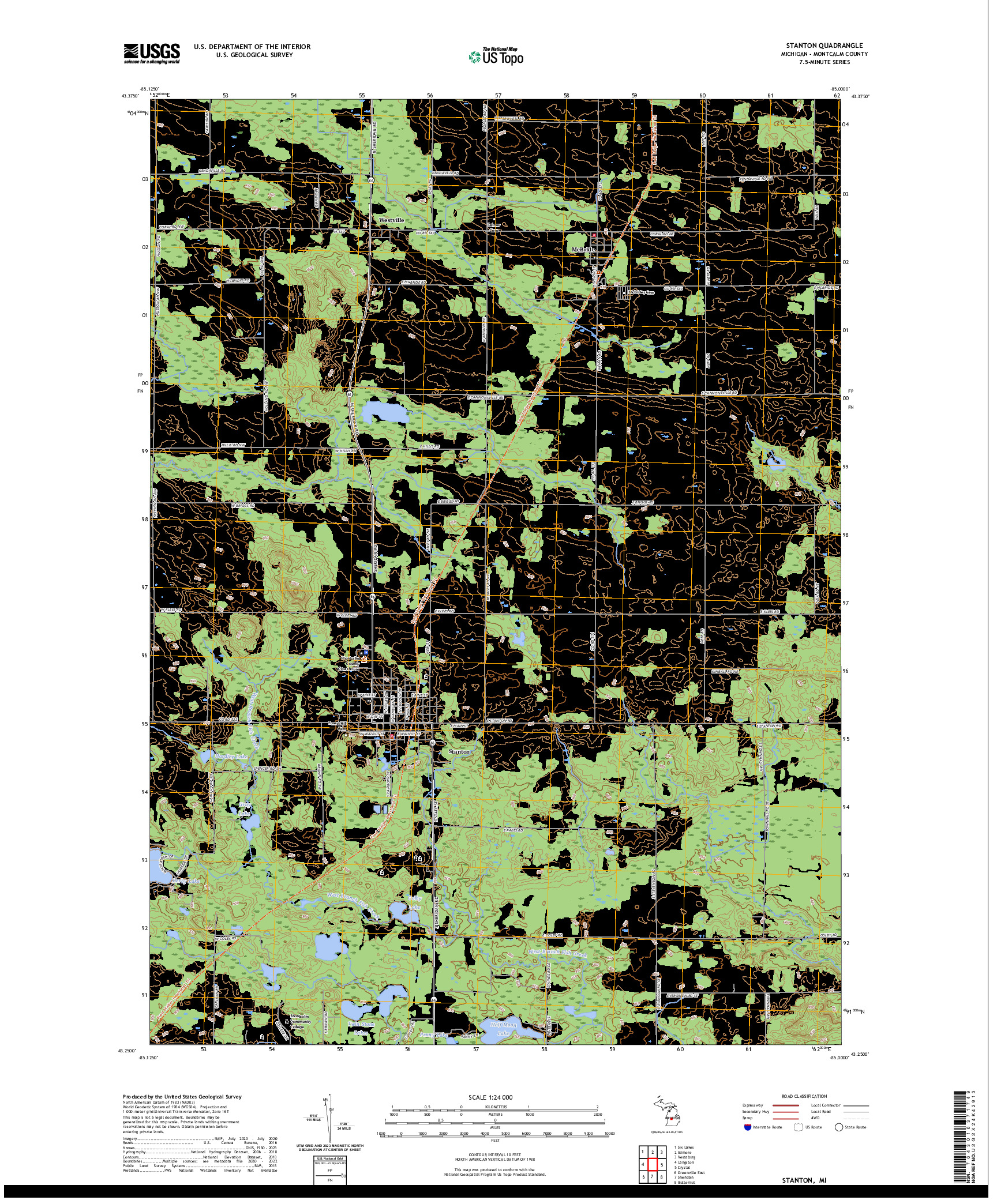 US TOPO 7.5-MINUTE MAP FOR STANTON, MI