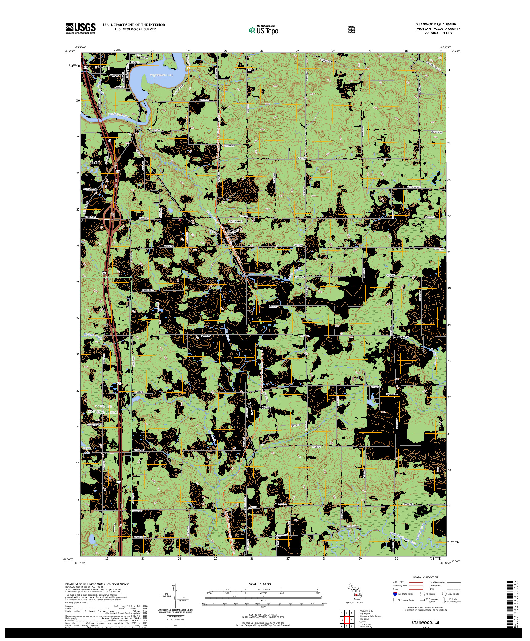 US TOPO 7.5-MINUTE MAP FOR STANWOOD, MI