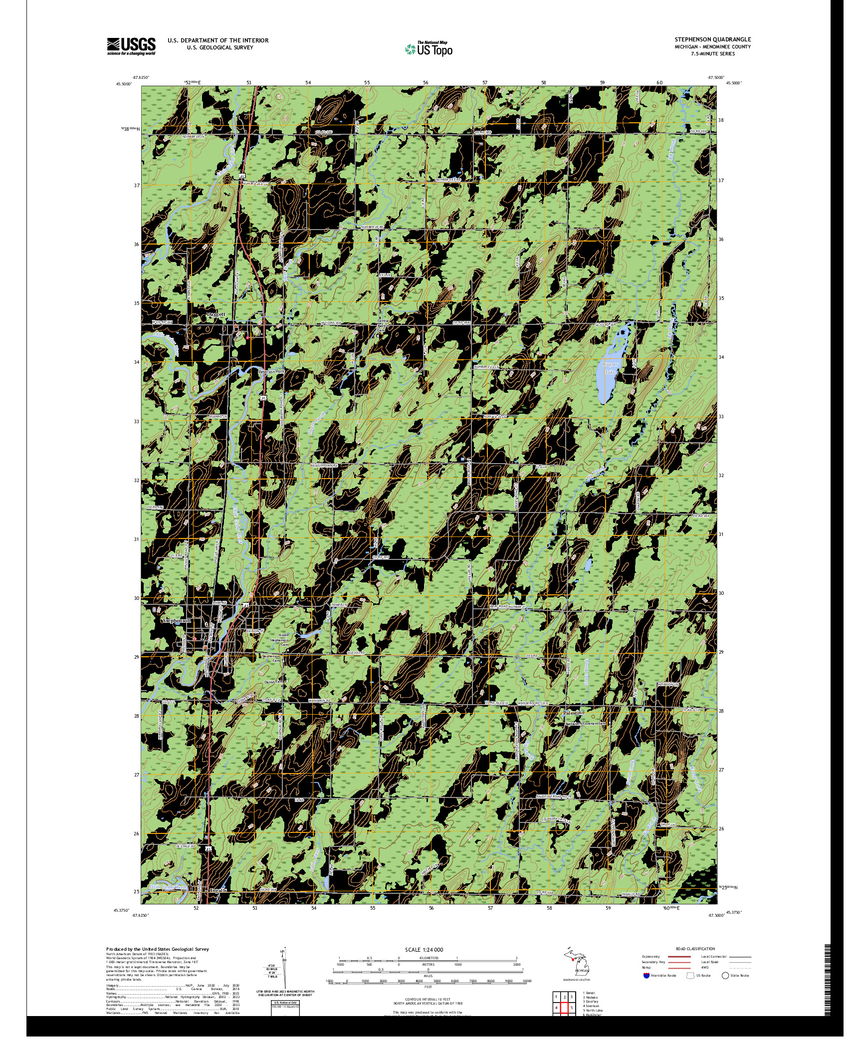 US TOPO 7.5-MINUTE MAP FOR STEPHENSON, MI