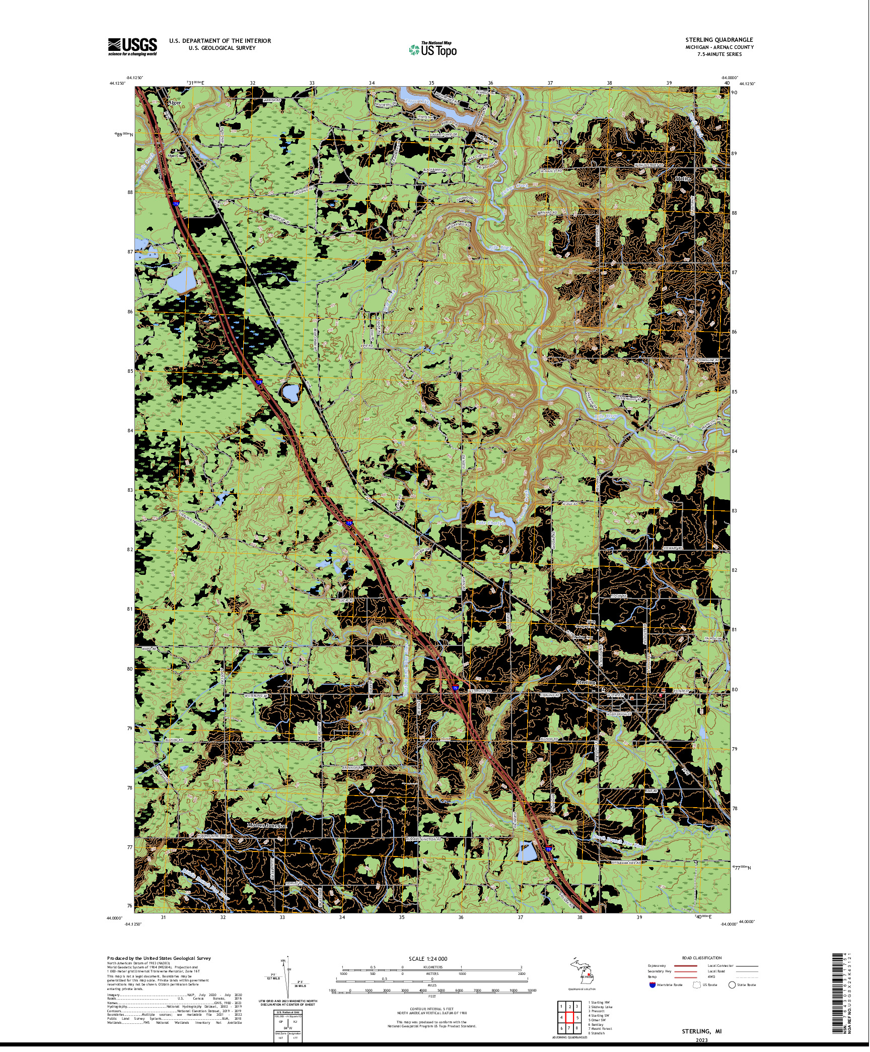 US TOPO 7.5-MINUTE MAP FOR STERLING, MI