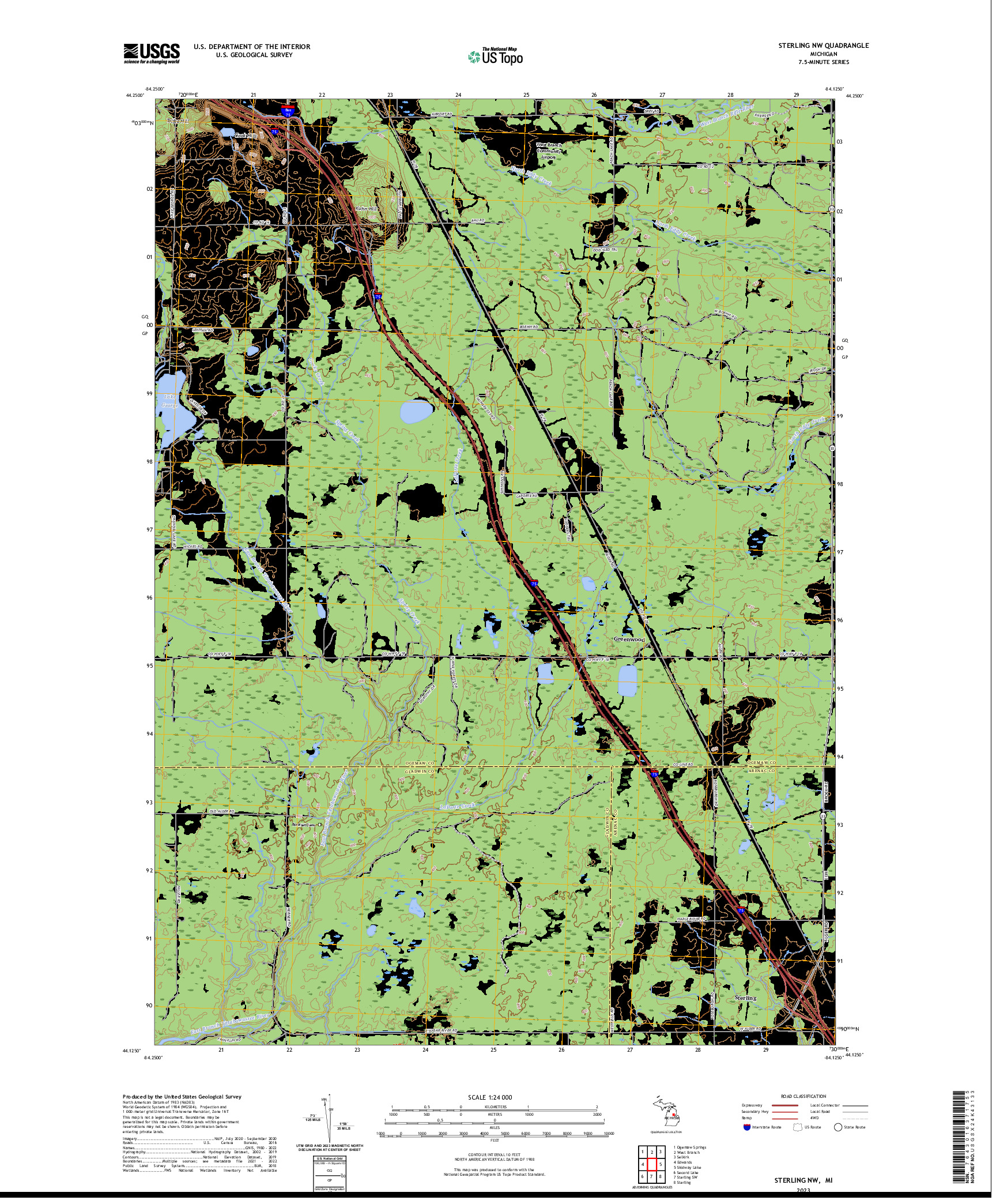 US TOPO 7.5-MINUTE MAP FOR STERLING NW, MI